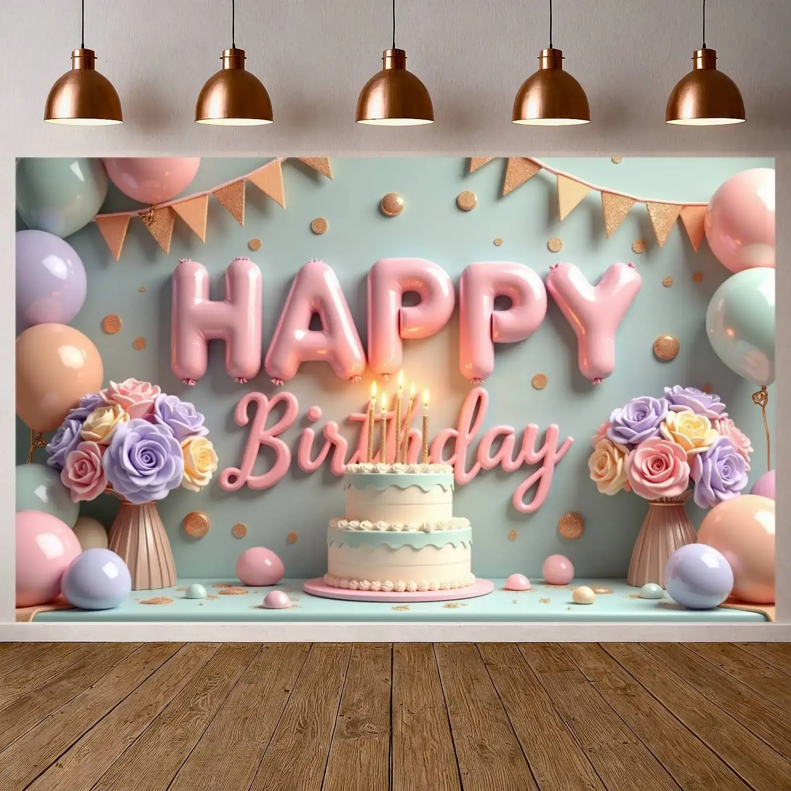 Happy Birthday Banner - Luxurious Pink Colorful Ba