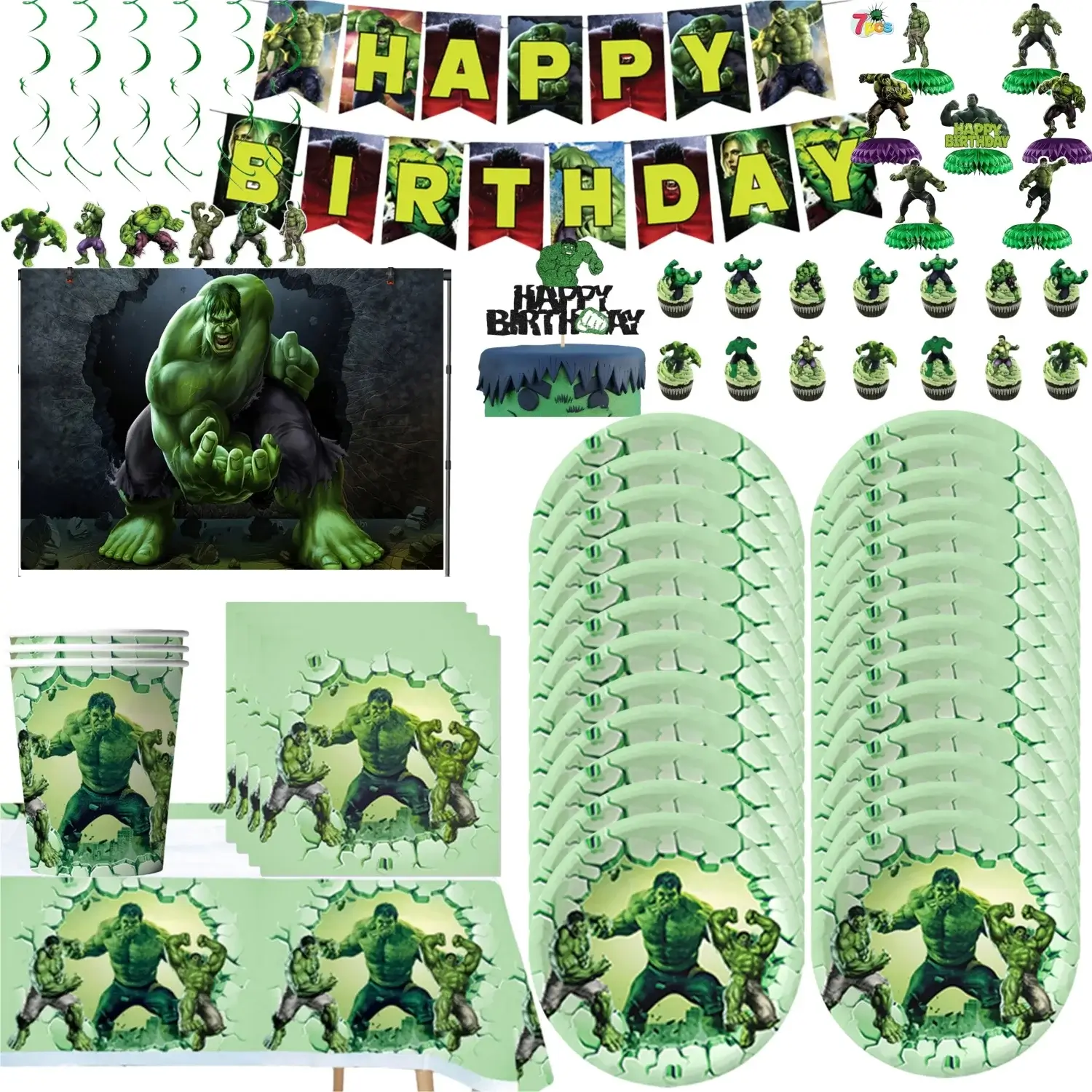 Hulk Birthday Party Supplies Hero Squad Tableware 