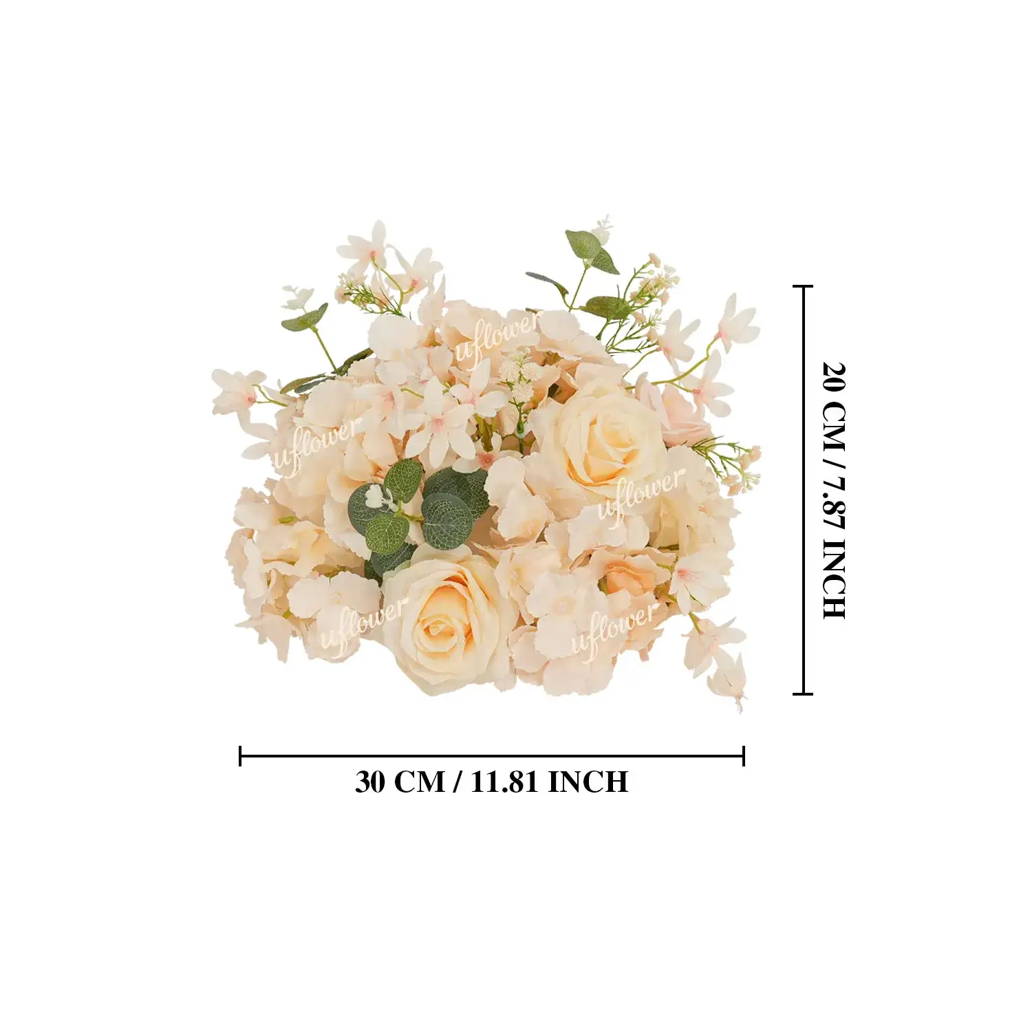 17.71/11.81inch White Silk Rose Flower Ball Bouque