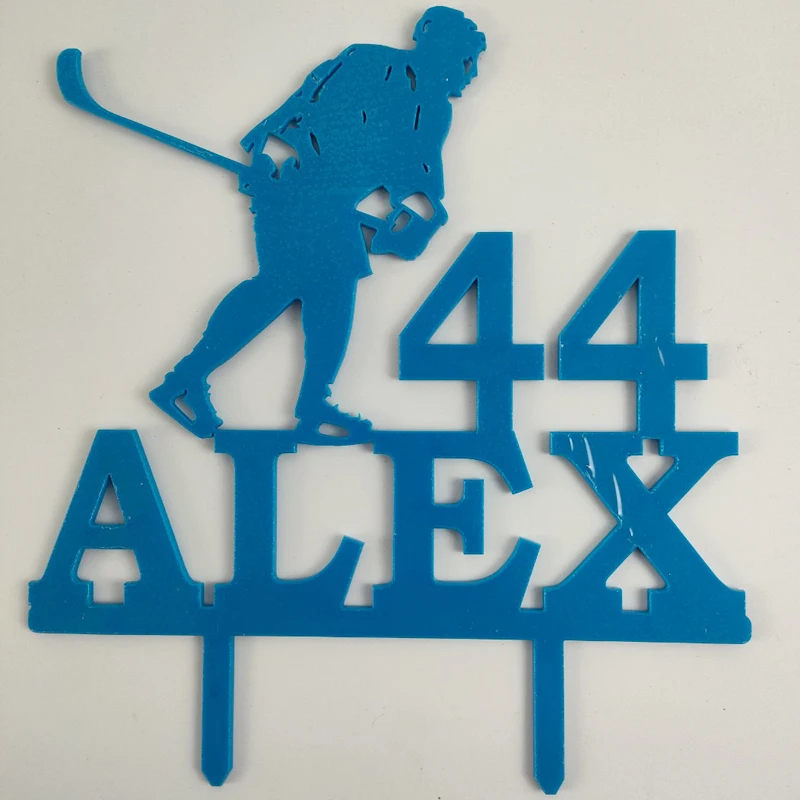 Custom Name Age Man Playing Ice Hockey Silhouette 