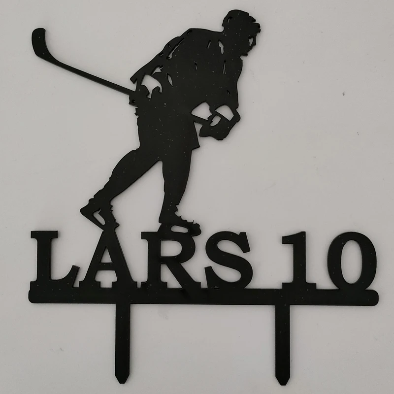 Custom Name Age Man Playing Ice Hockey Silhouette 