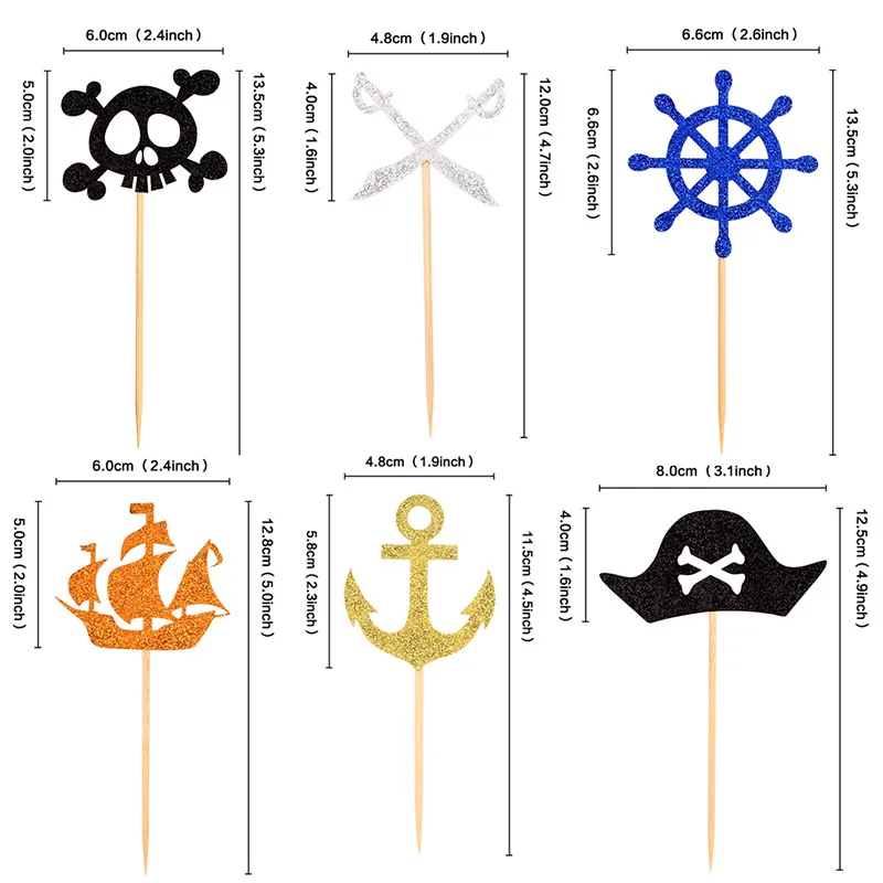 Pirate Happy Birthday Cake Toppers Kids helloween 