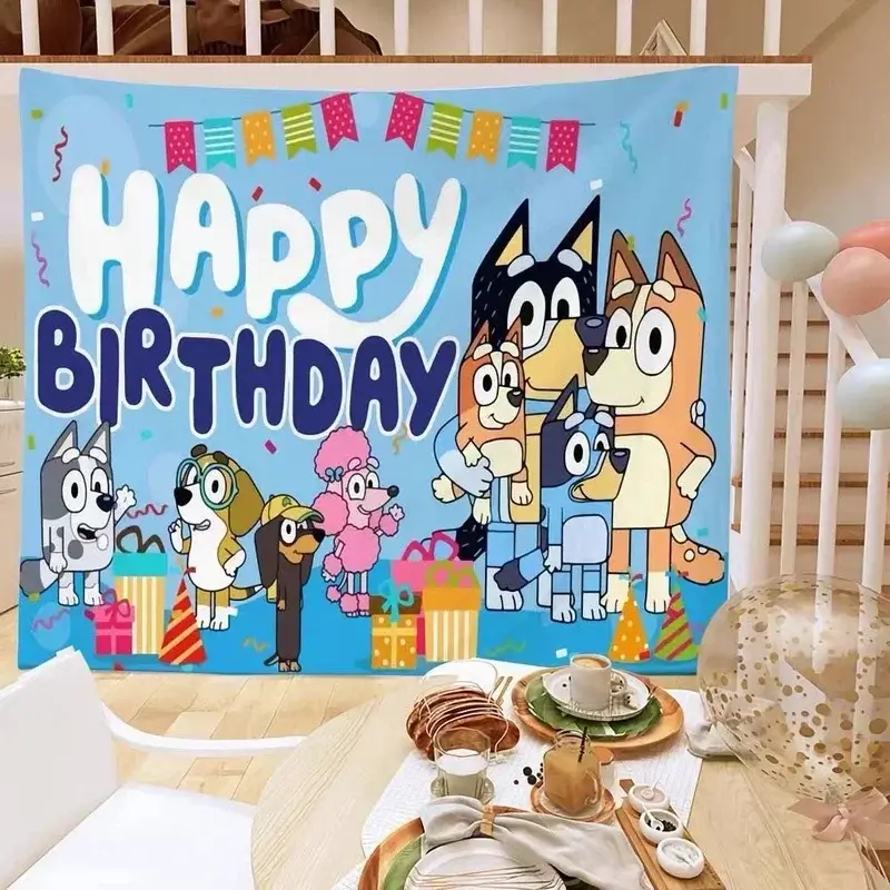 Blue Puppy Birthday Background Banner