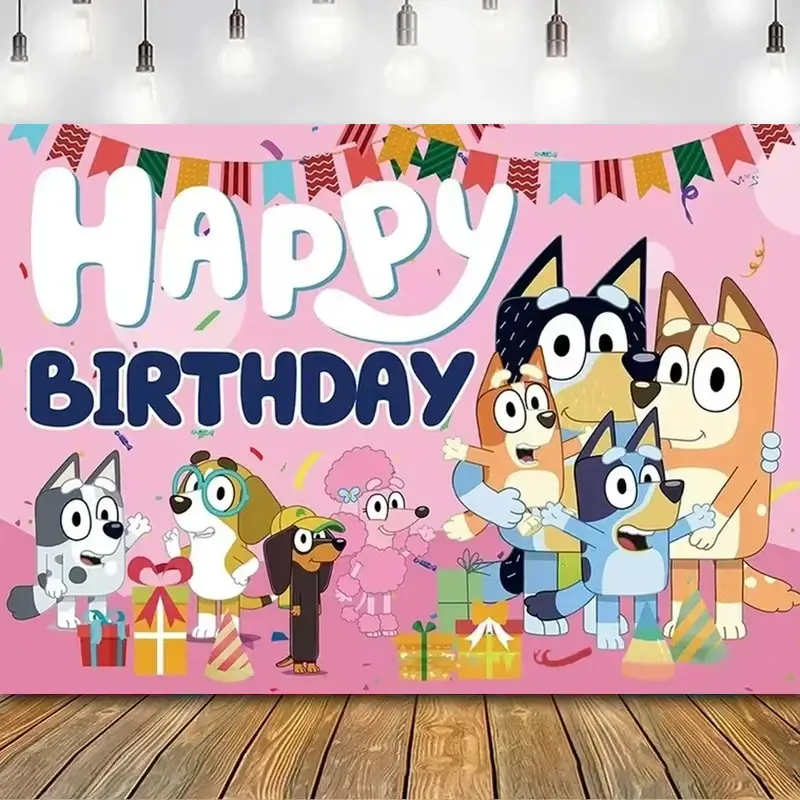 Blue Puppy Birthday Background Banner