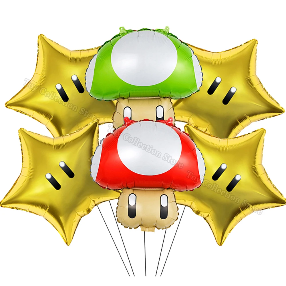 Marioed Luigi Super Bros 6Pcs Aluminium Film Ballo