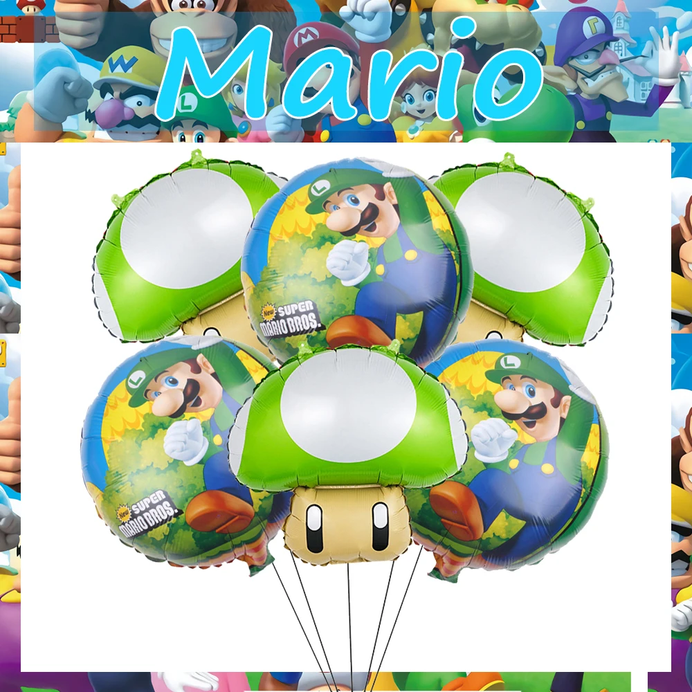 Marioed Luigi Super Bros 6Pcs Aluminium Film Ballo