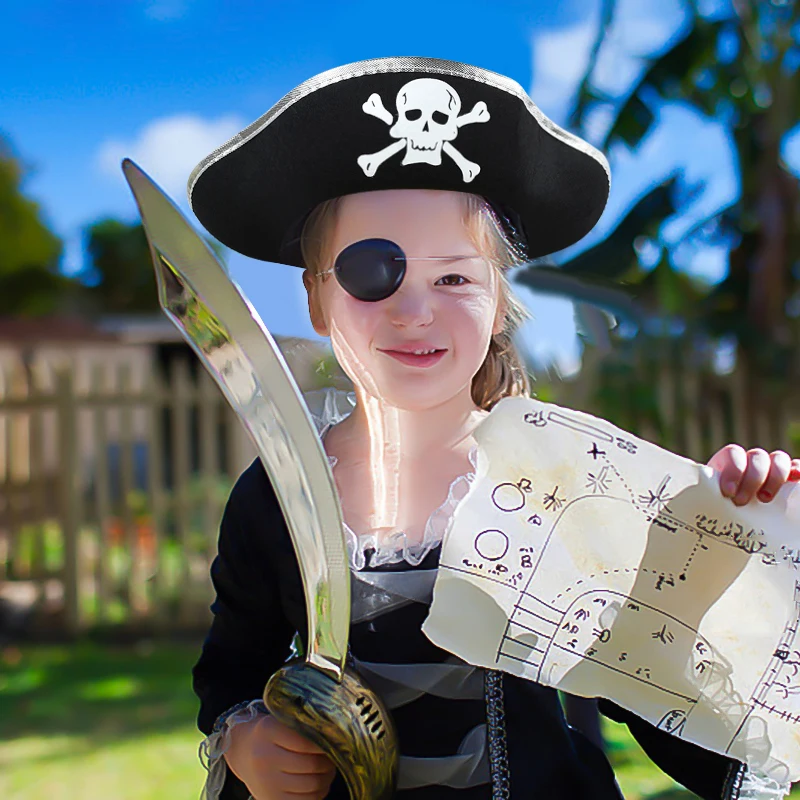 2pcs/set Pirate Hat And Pirate Skull Eye Patches H