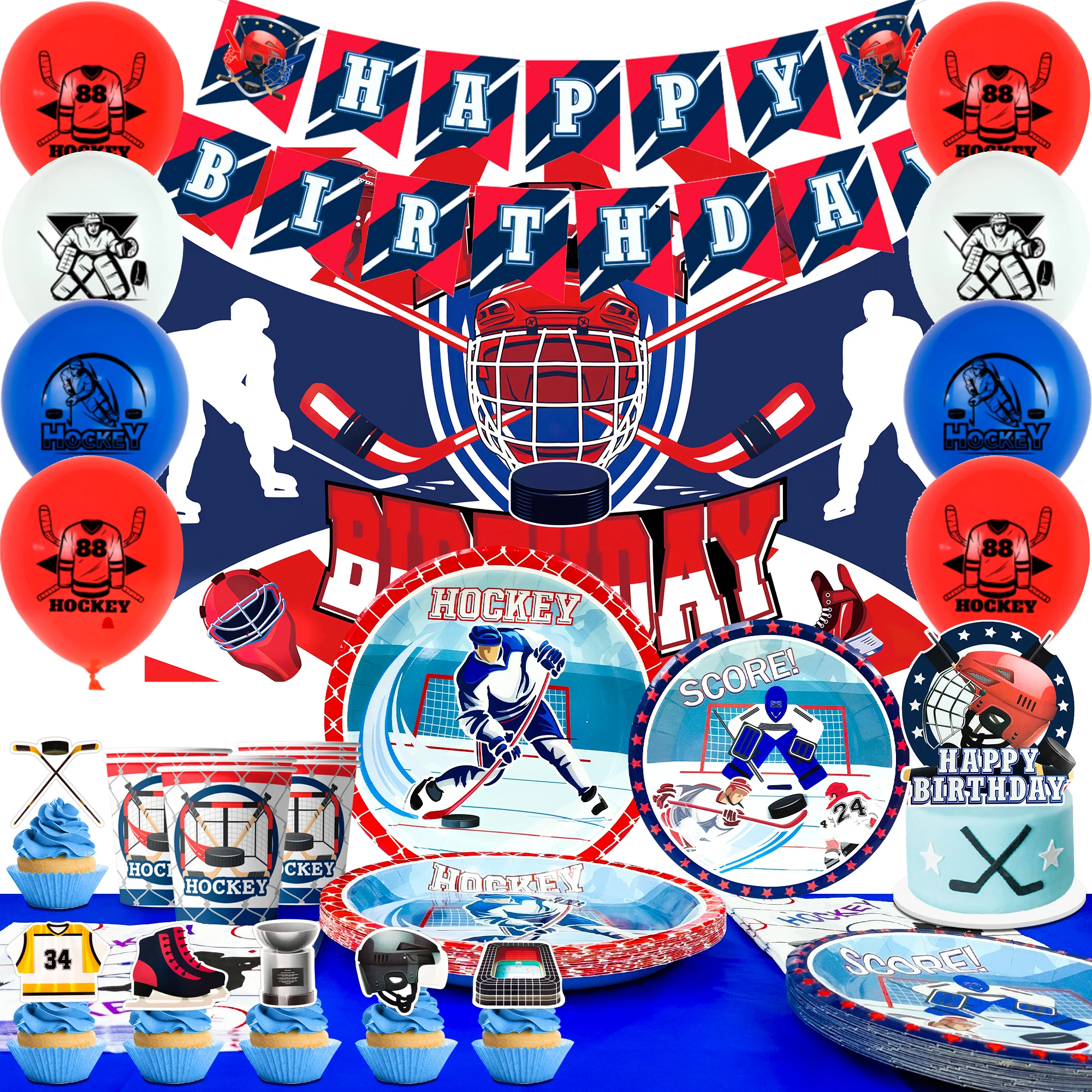 Hockey Birthday Decorations, 108 Pcs Hockey Party 