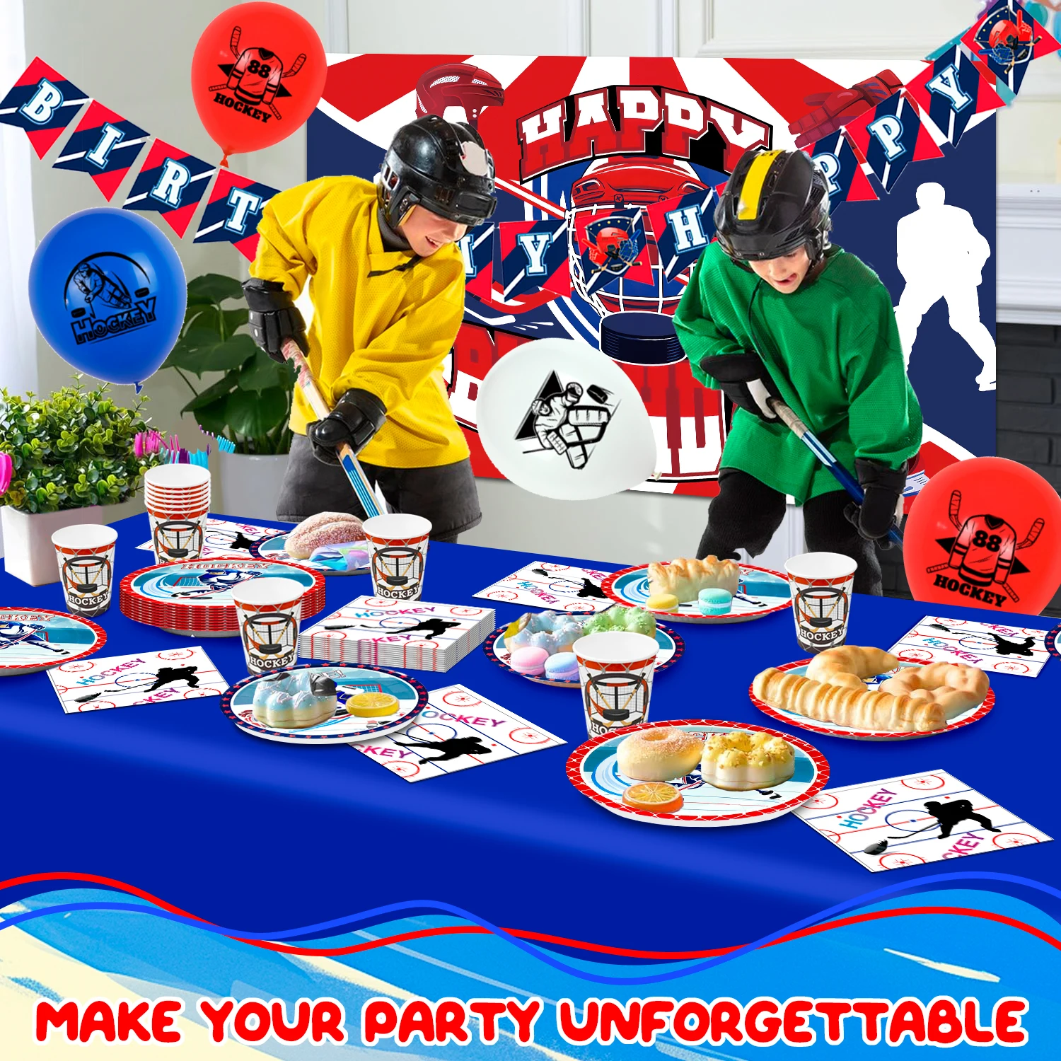 Hockey Birthday Decorations, 108 Pcs Hockey Party 