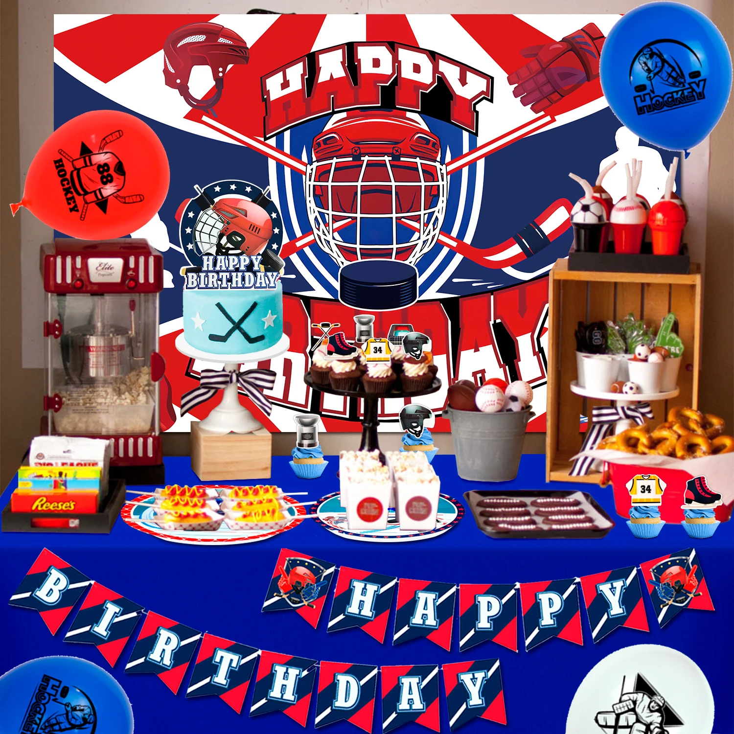 Hockey Birthday Decorations, 108 Pcs Hockey Party 