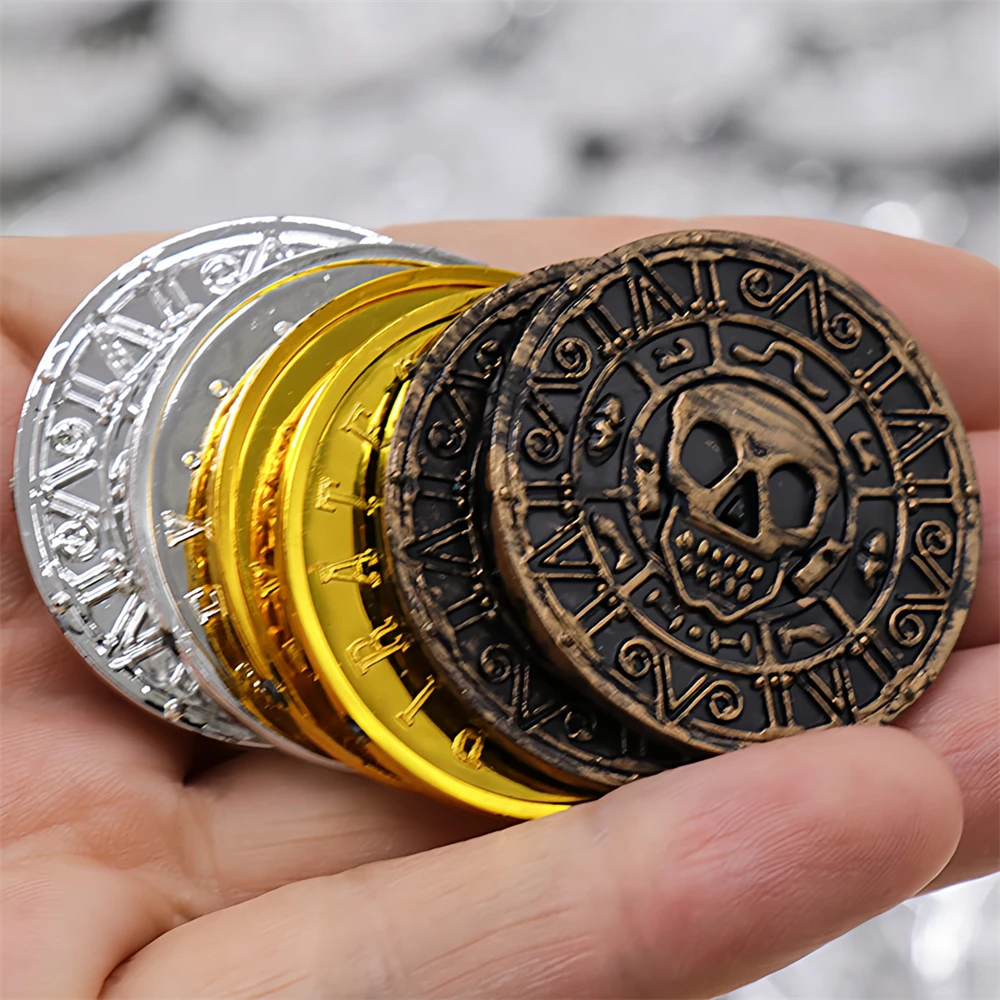20/50/100pcs Retro Pirate Coin Halloween Decor Fak
