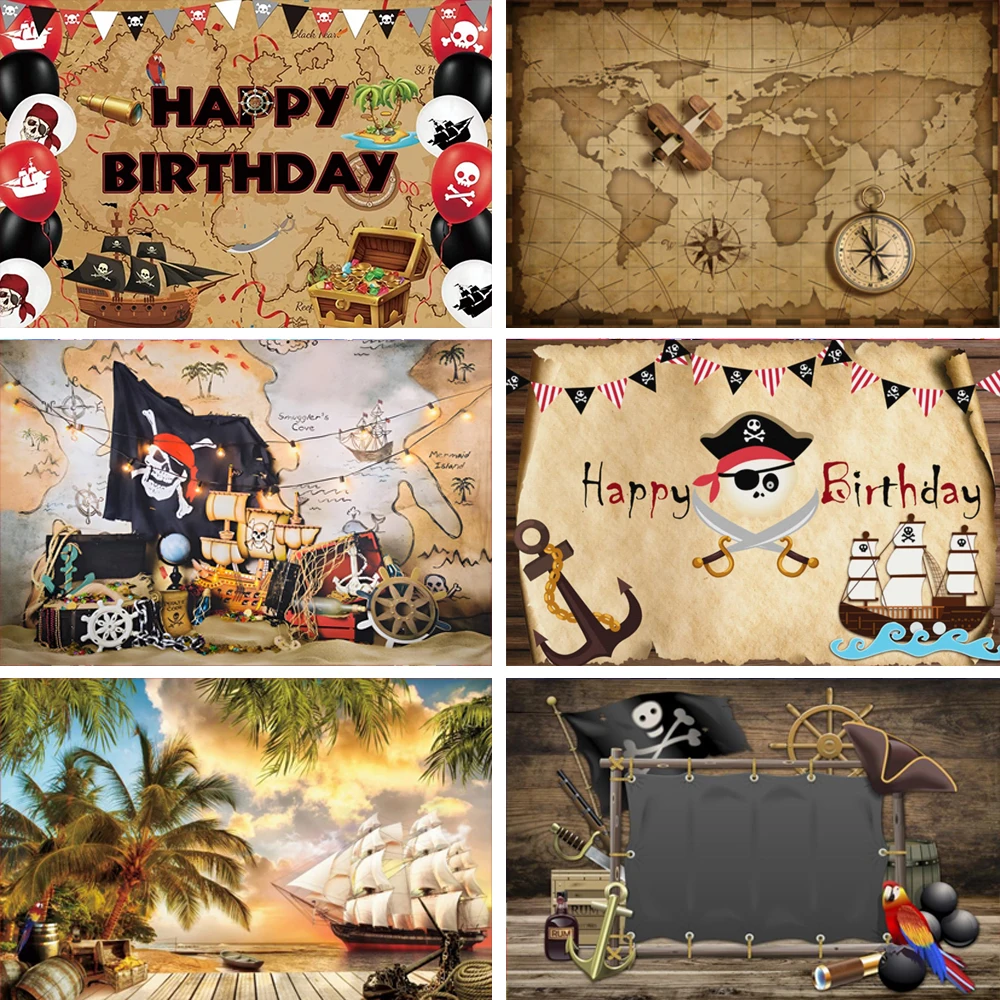 Pirate Ship Background Old Treasure World Map Chil