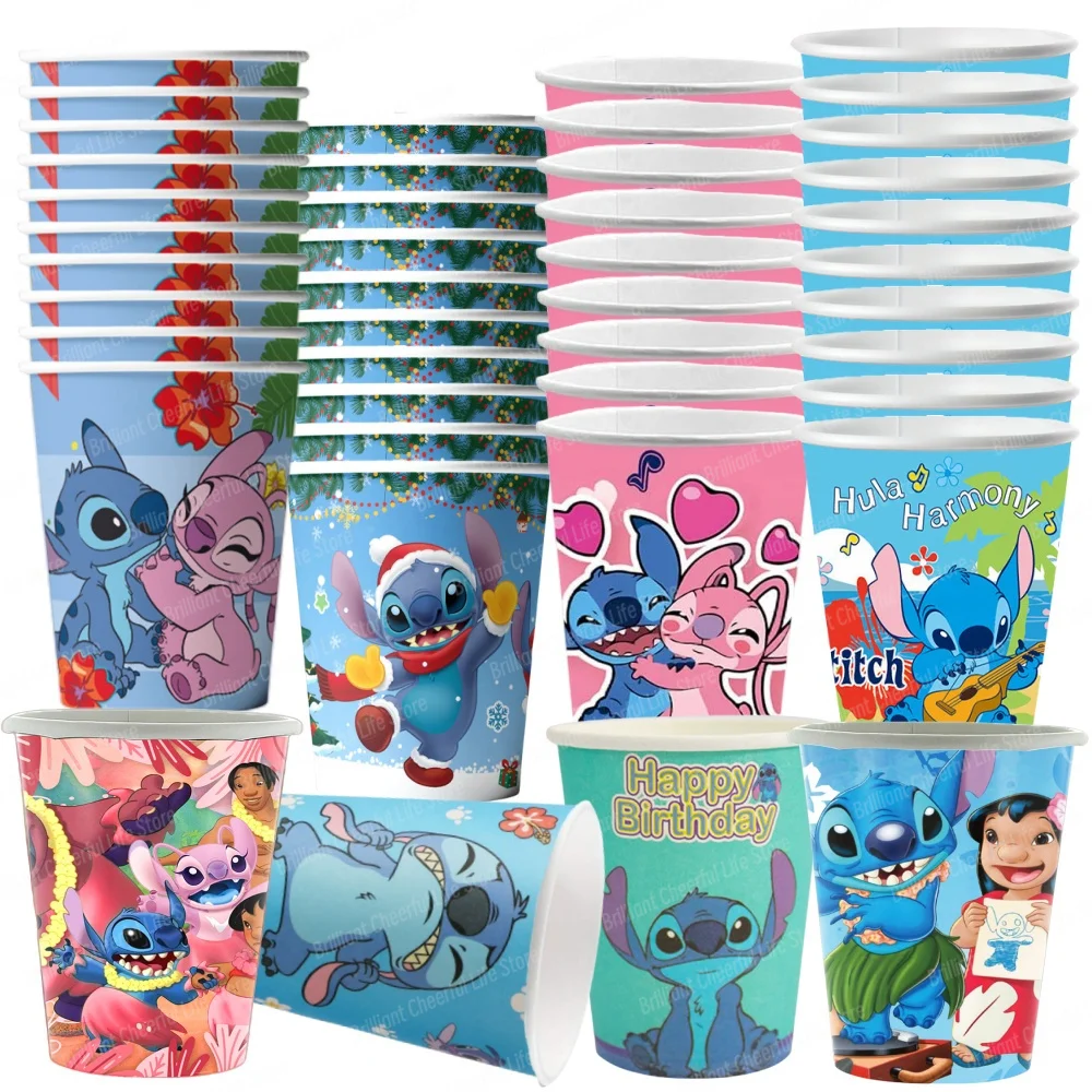10/20Pcs Stitch Cup 9oz Disposable Paper Drinking 