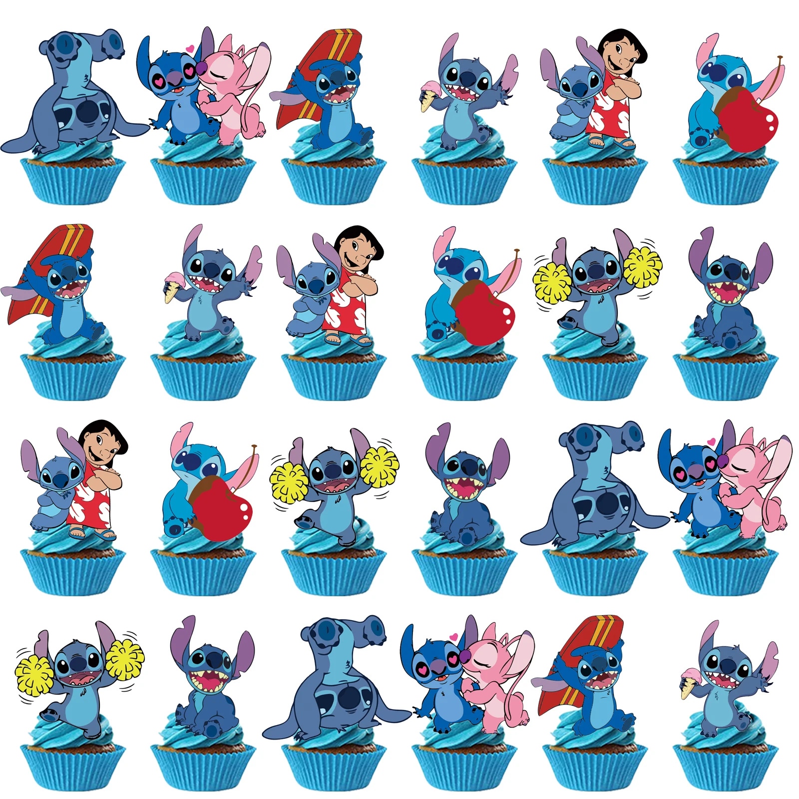 Stitch Party Supplies Stitch Cake Topper、Cupcake T