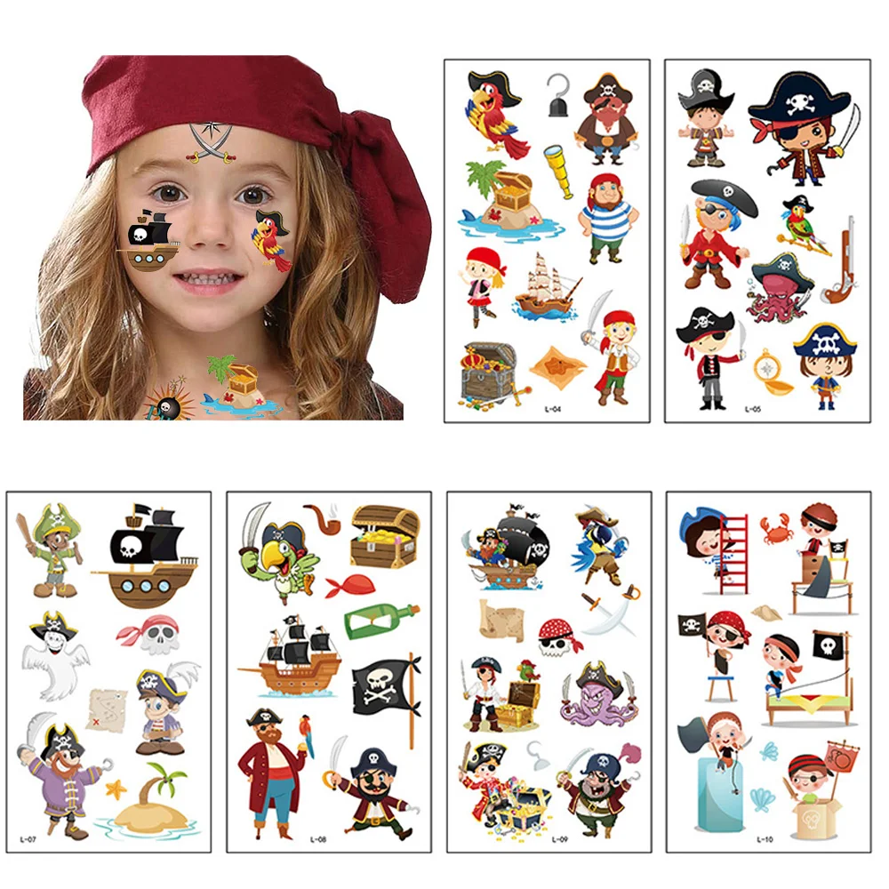 10 Sheets/Pack Pirate Temporary Tattoo Pirated Cap