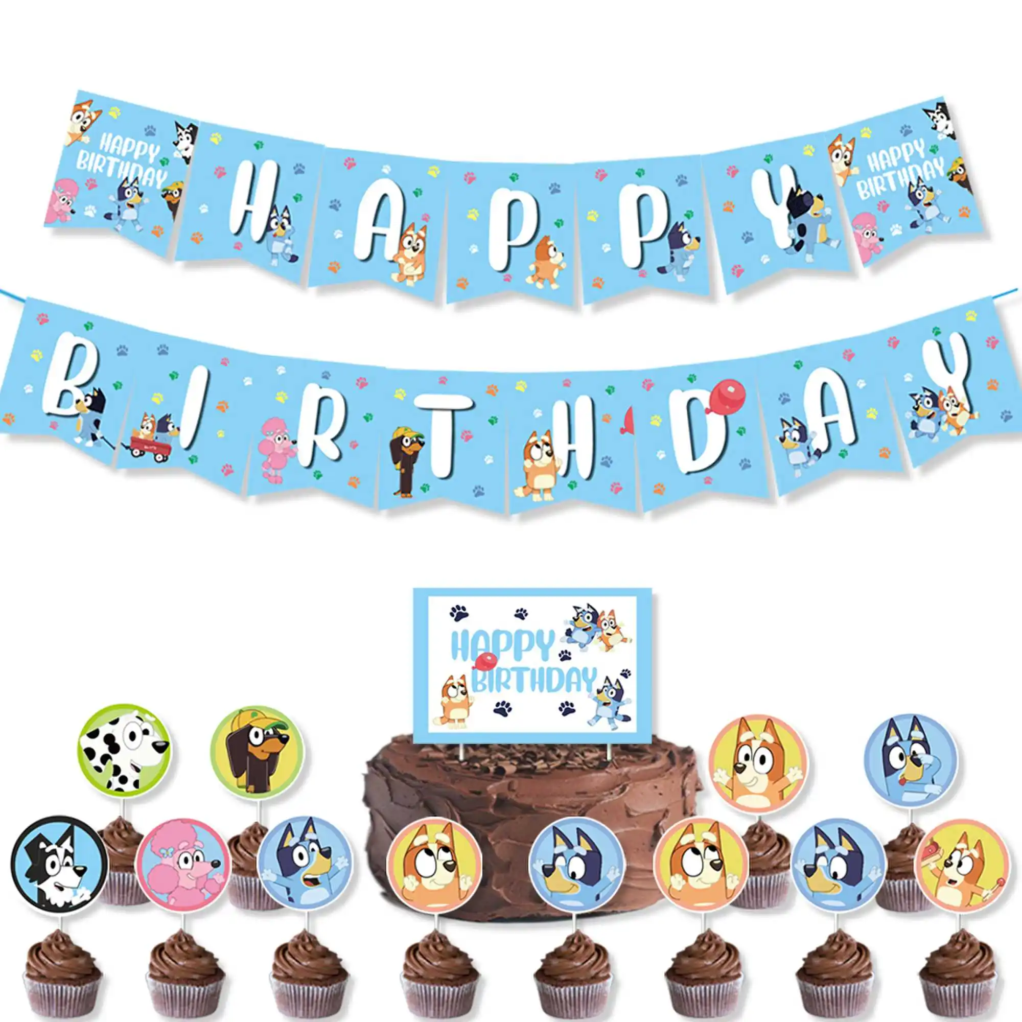 Blue Puppy Birthday Party Dinnerware Set