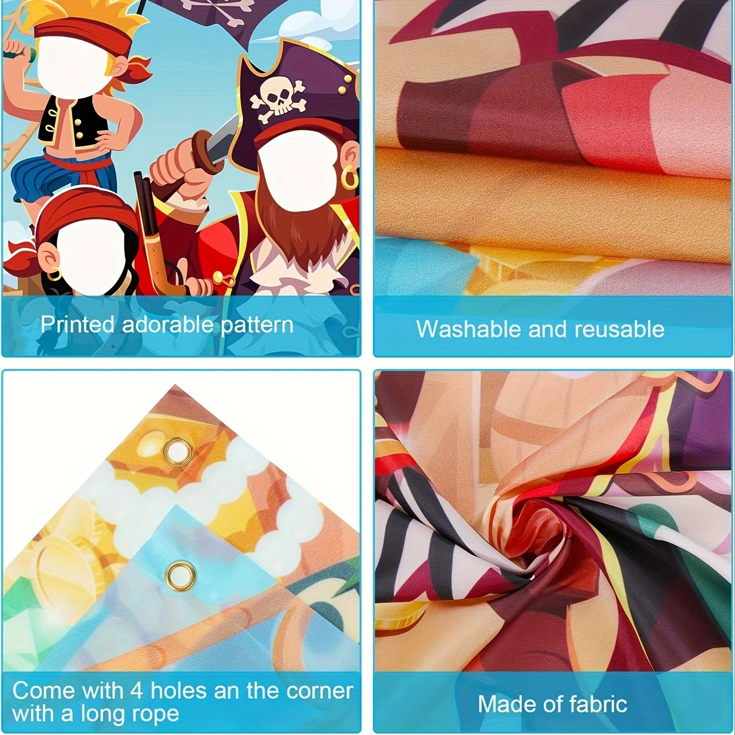 Interactive pirate-themed party photo prop backgro