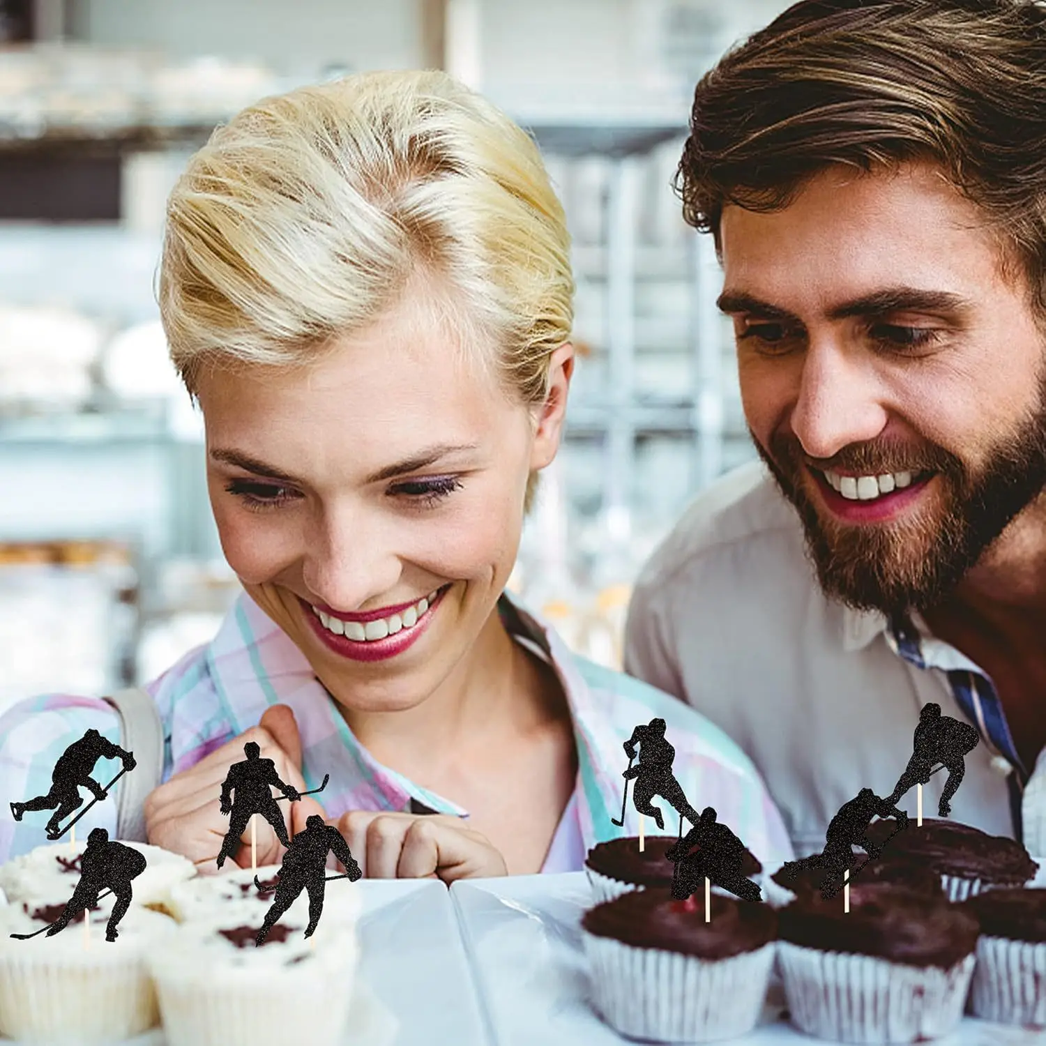 12pcs Ice Hockey Cake Topper Happy Birthday Weddin