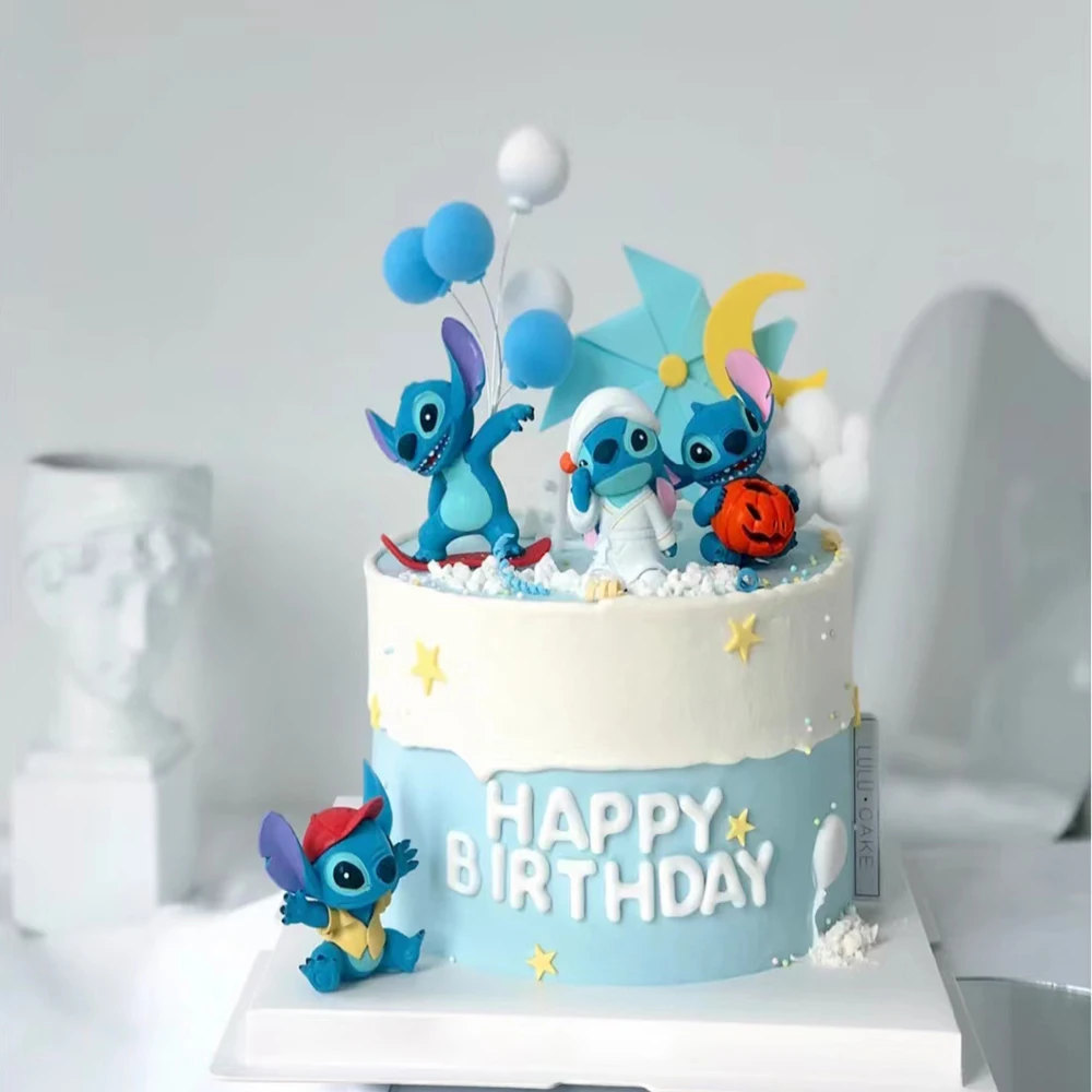 Blue Alien Glitter Paper Cake Decoration Happy Bir