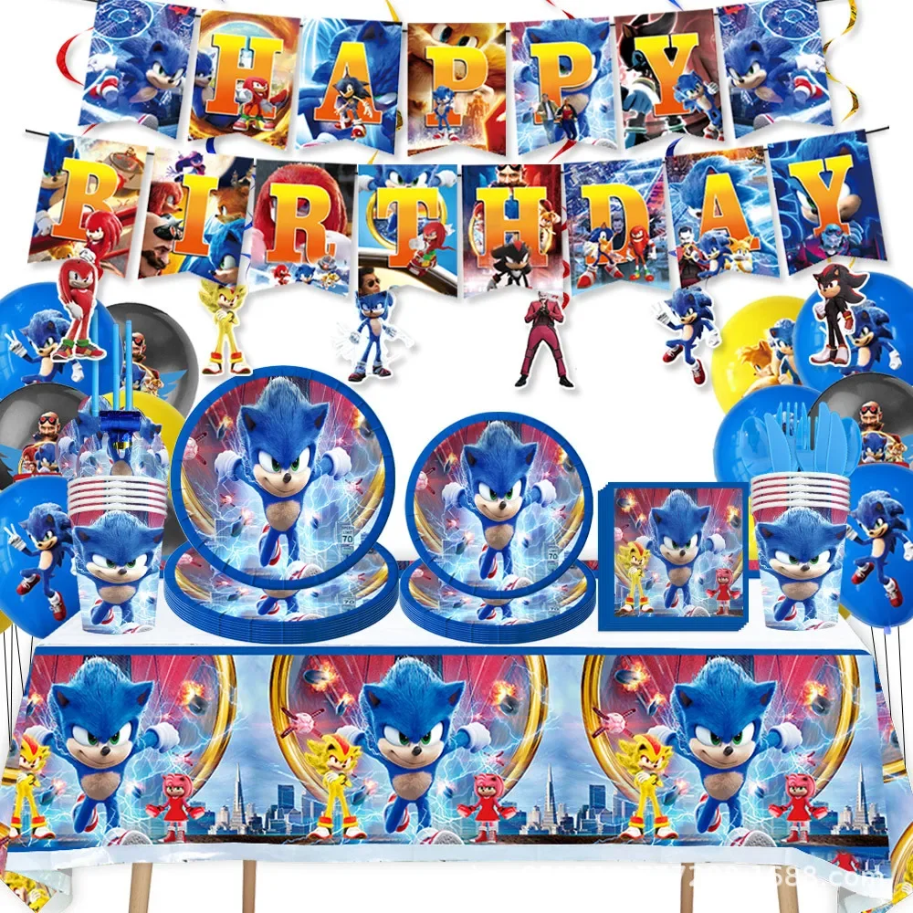 New Cartoon Sonic Party Supplies Boys Birthday Par