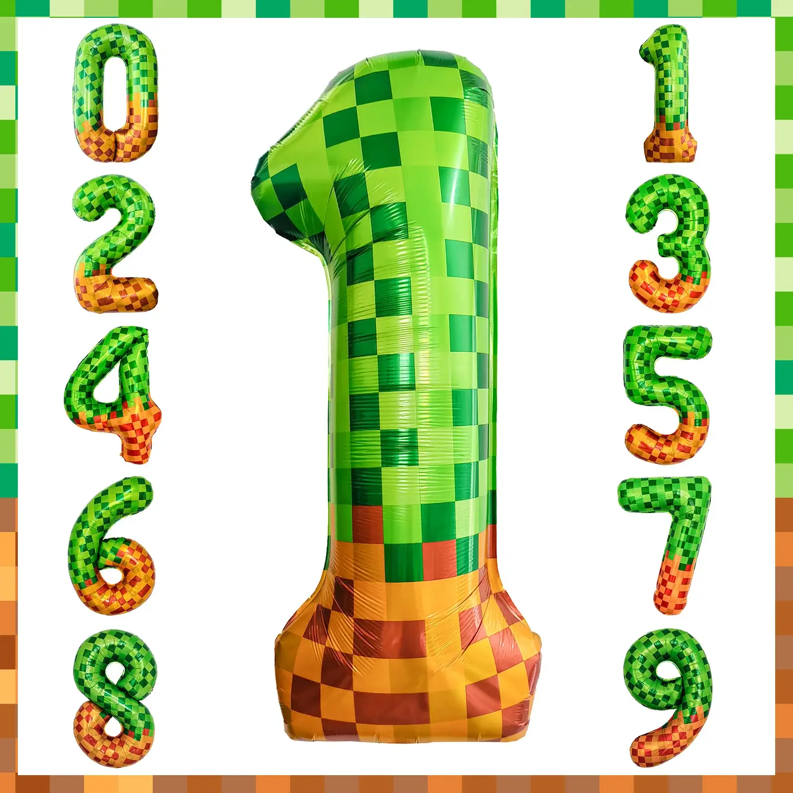 40 Inch Giant Mosaic Green Pixel Miner Theme Numbe