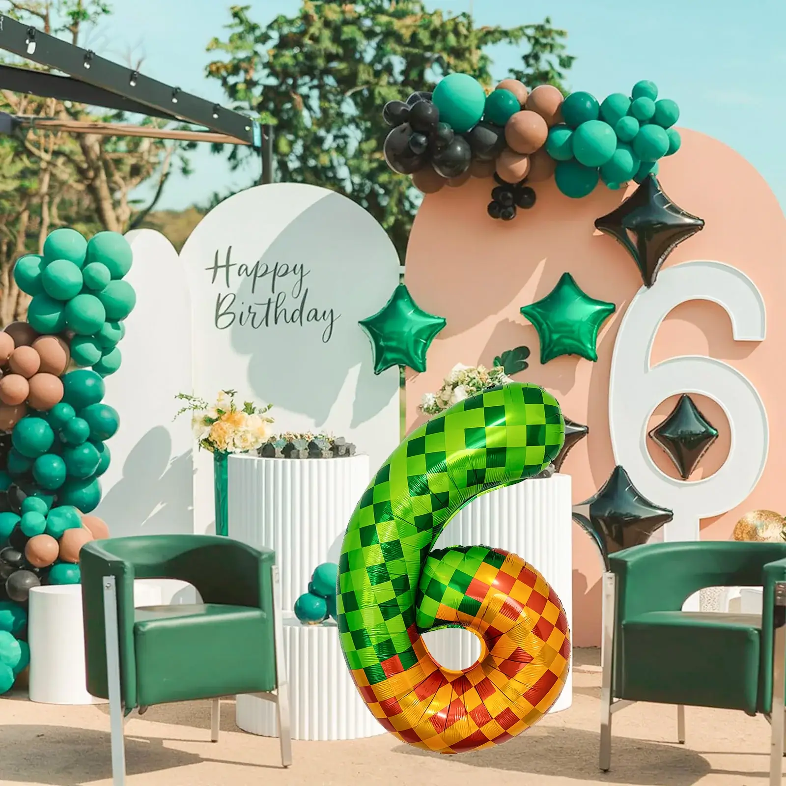 40 Inch Giant Mosaic Green Pixel Miner Theme Numbe