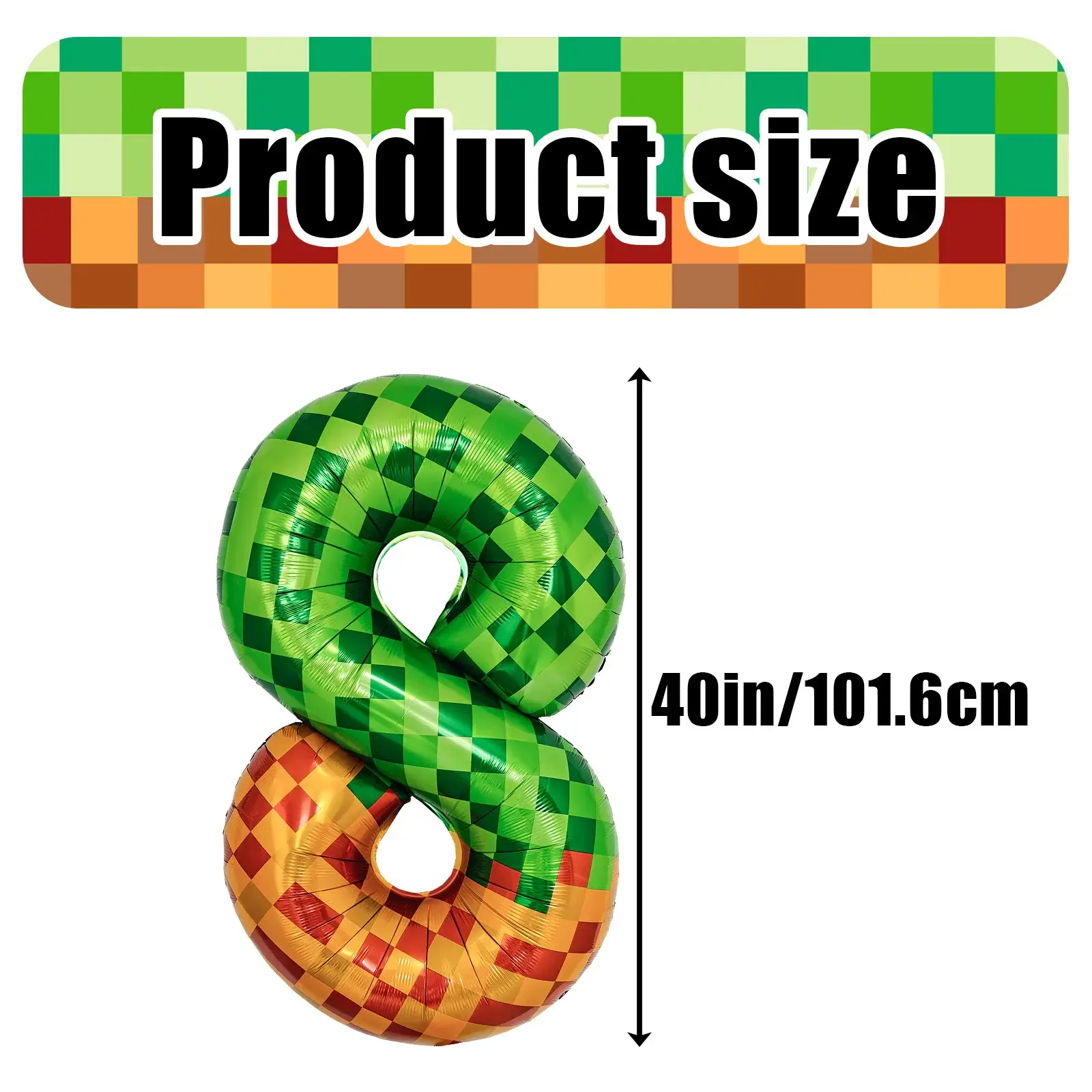 40 Inch Giant Mosaic Green Pixel Miner Theme Numbe