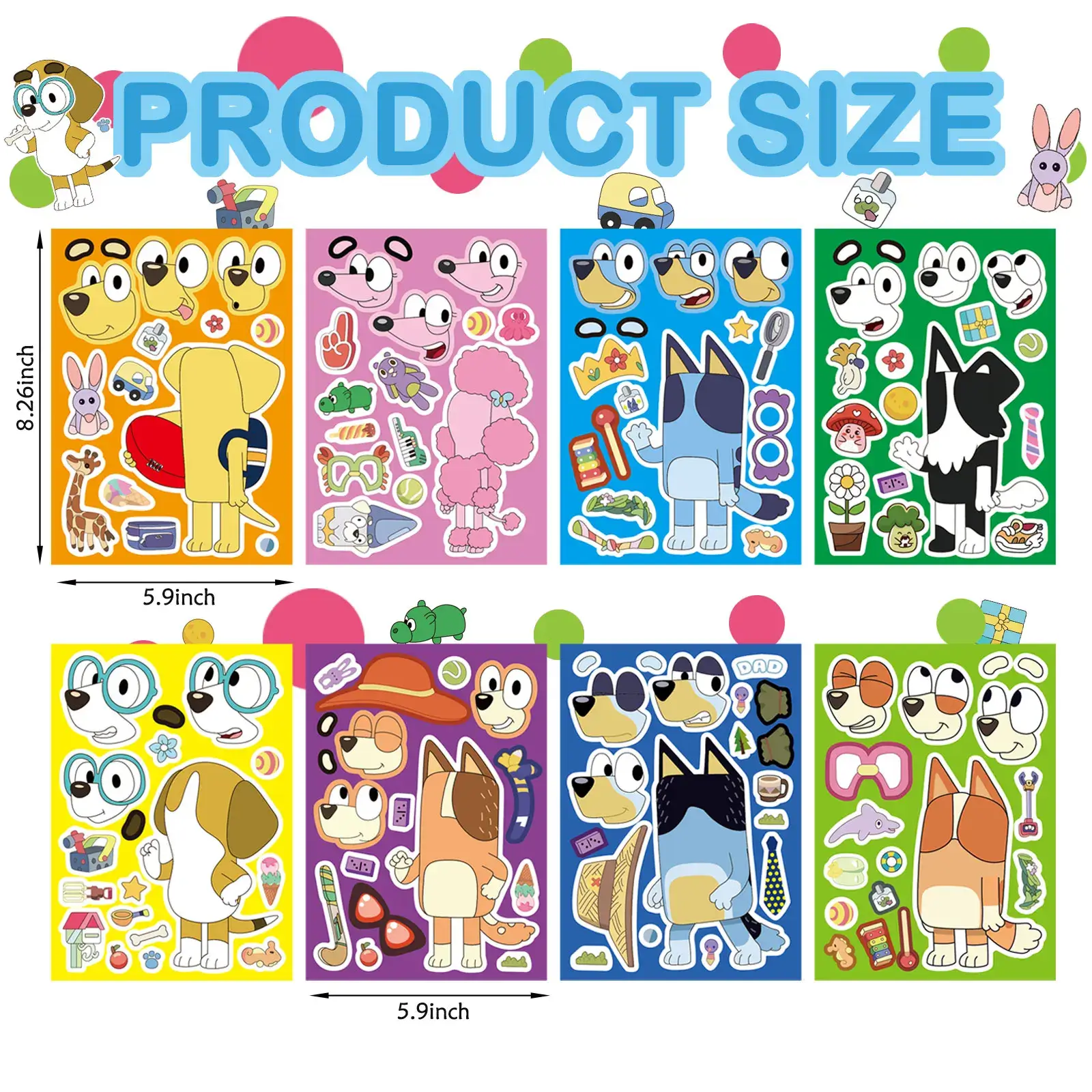 Blue Puppy Animation Family Cartoon Puzzle Stickers