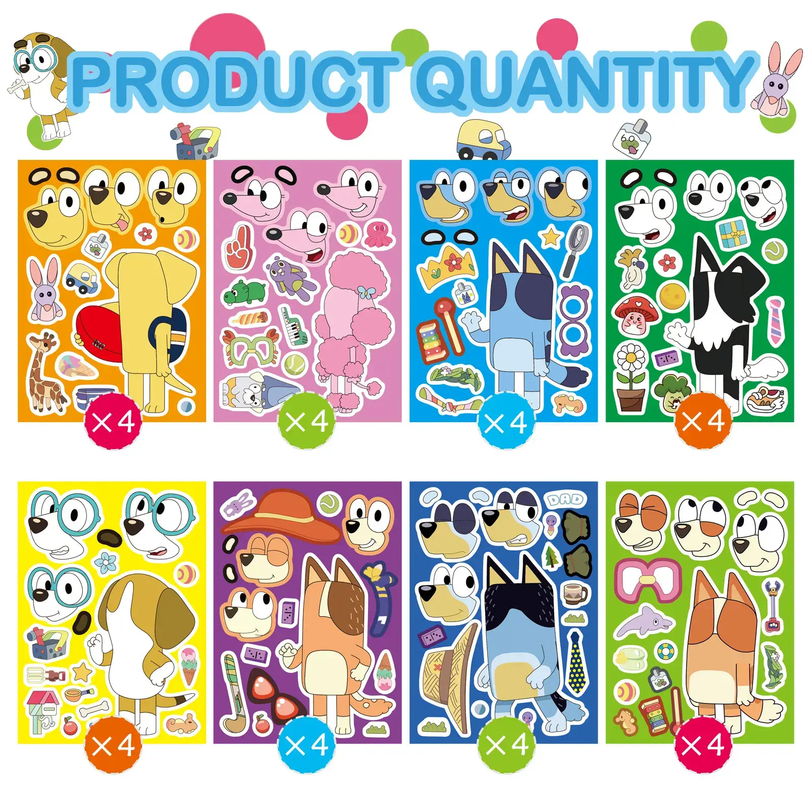 Blue Puppy Animation Family Cartoon Puzzle Stickers