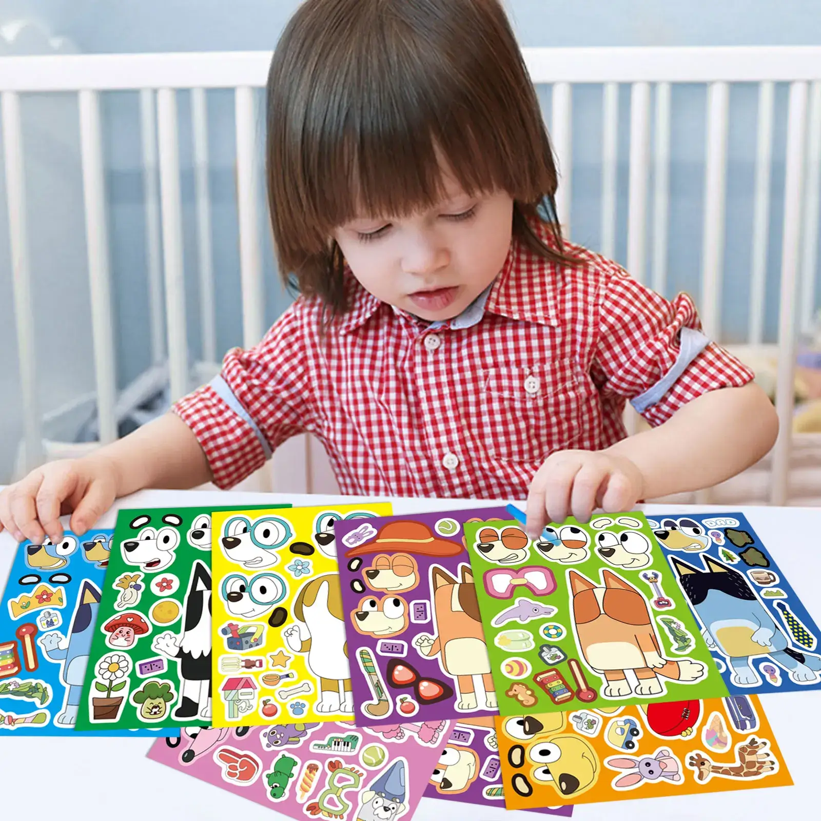 Blue Puppy Animation Family Cartoon Puzzle Stickers