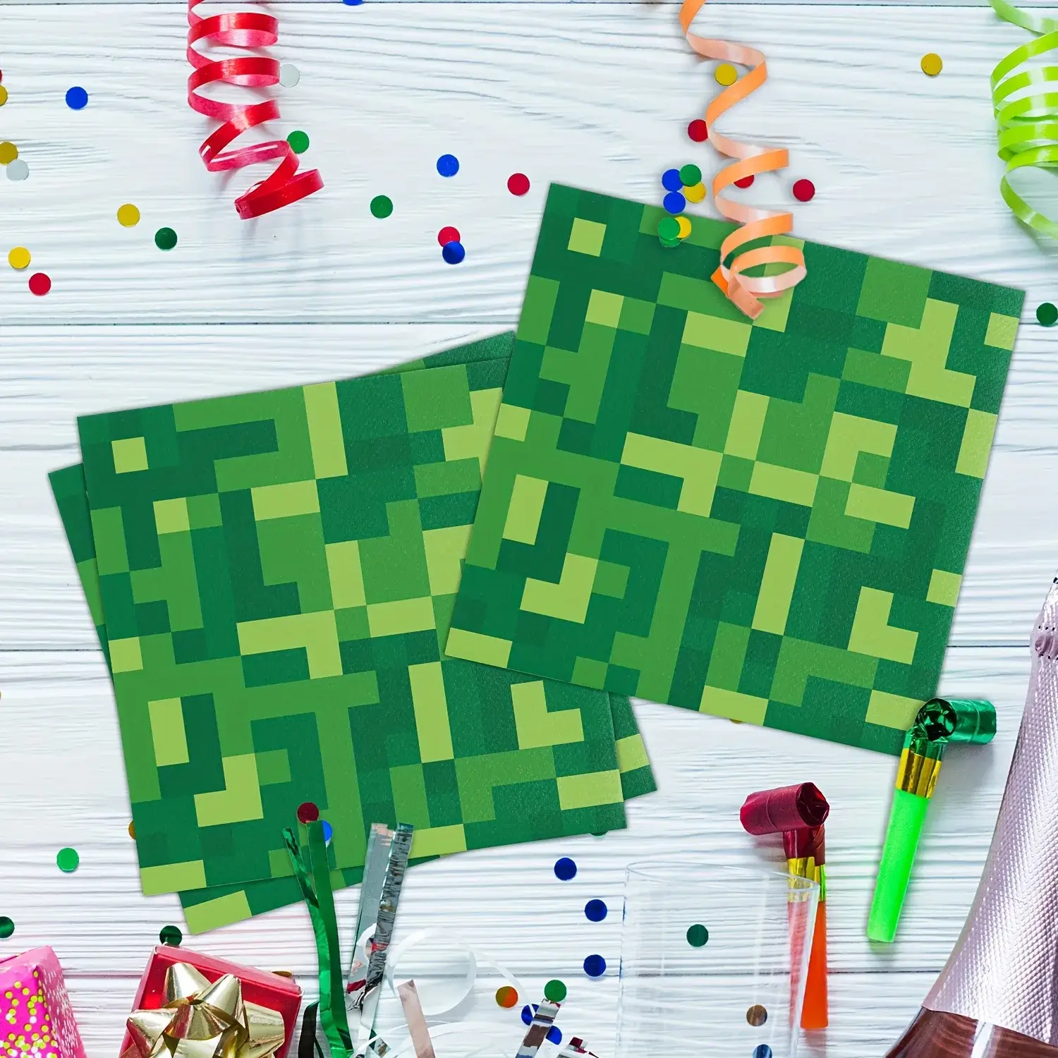 20pcs Pixel Miner Style Birthday Party Paper