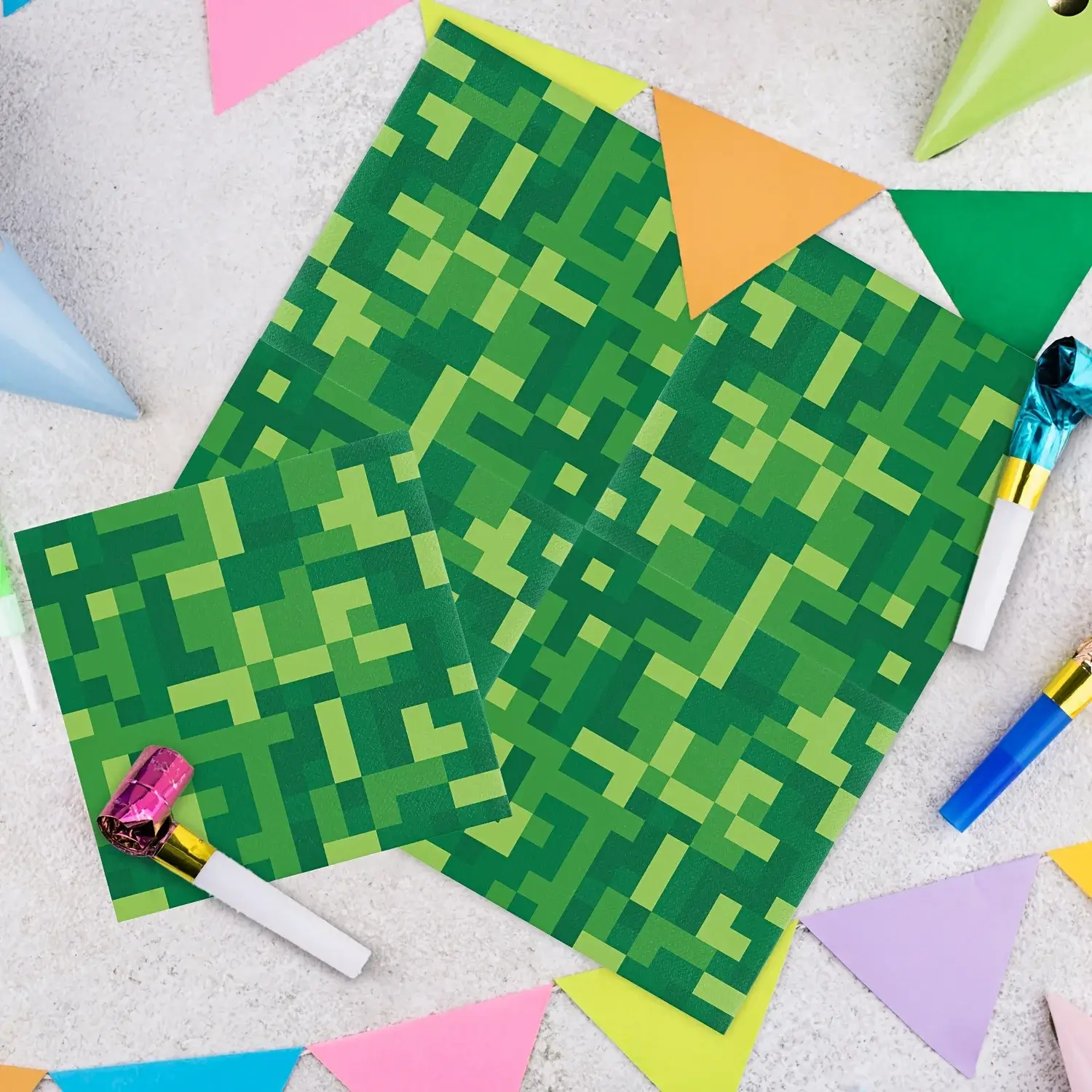 20pcs Pixel Miner Style Birthday Party Paper