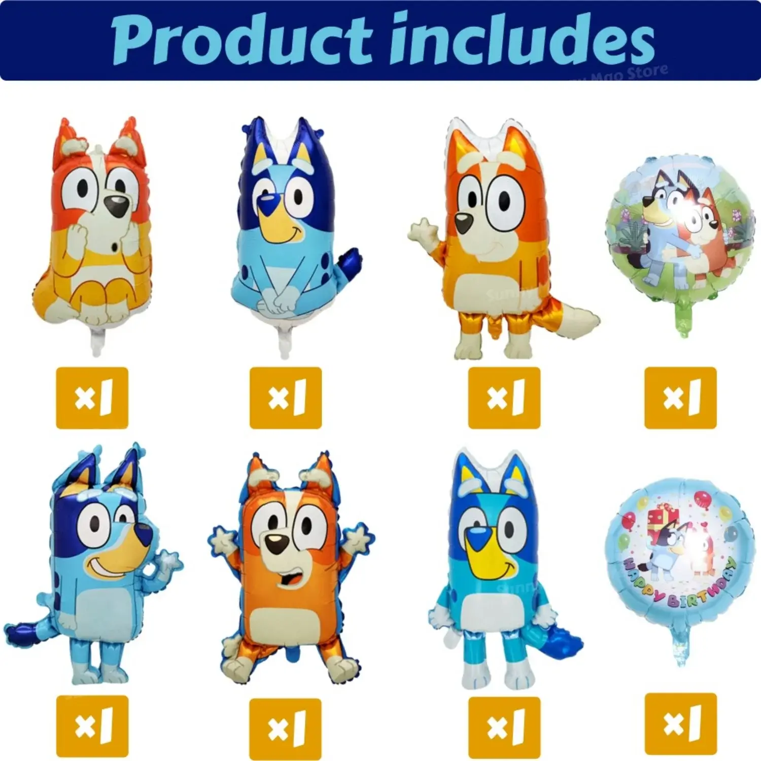 8Pcs Blue Puppy Themed Balloon Party Decorations