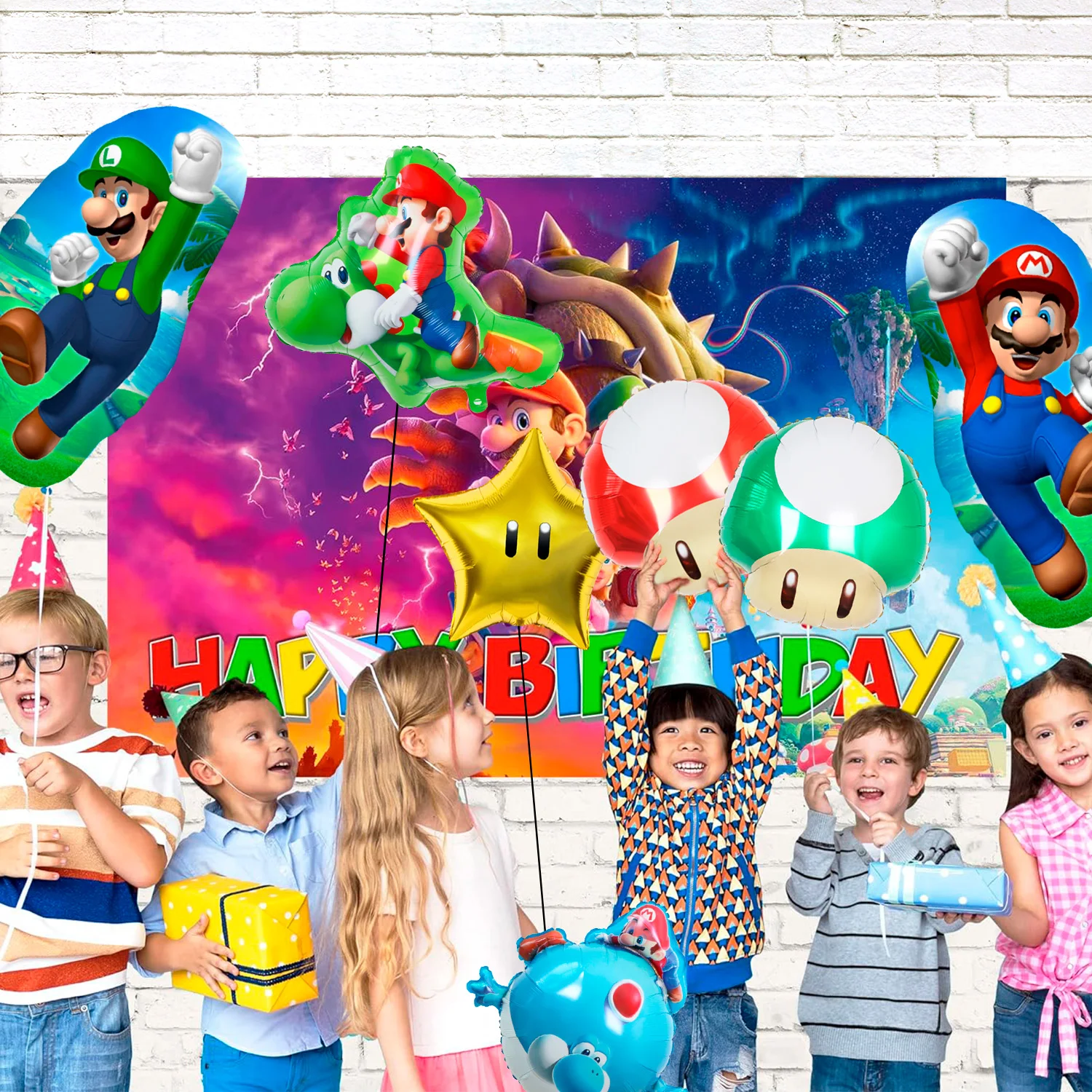 8 Pcs Mushroom Kingdom Party Decorations Balloons 