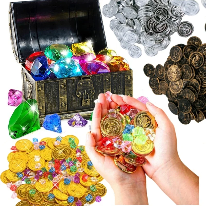 Pirate Treasure Chests Fake Gold Silver Copper Coi