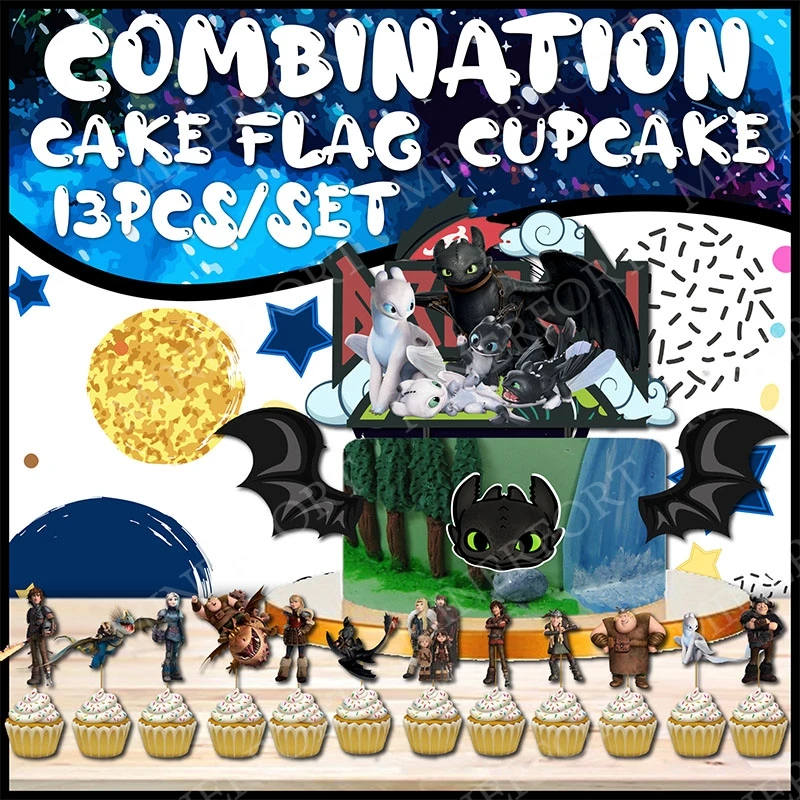 Dragon Trainer Cartoon Themed Cupcake Cake Toppers