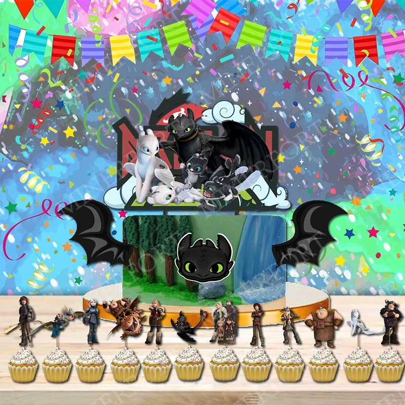 Dragon Trainer Cartoon Themed Cupcake Cake Toppers