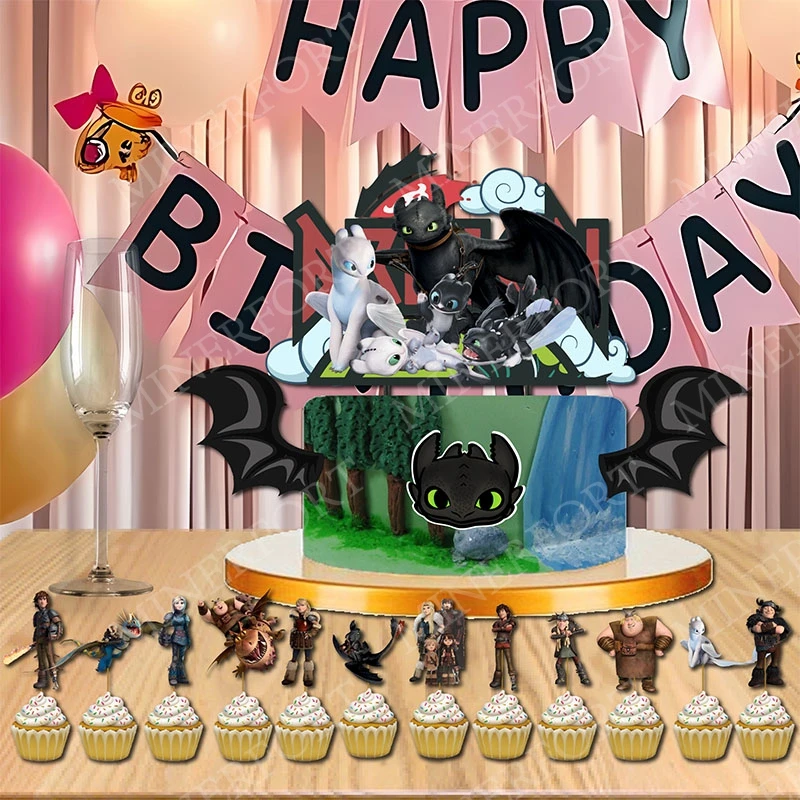 Dragon Trainer Cartoon Themed Cupcake Cake Toppers