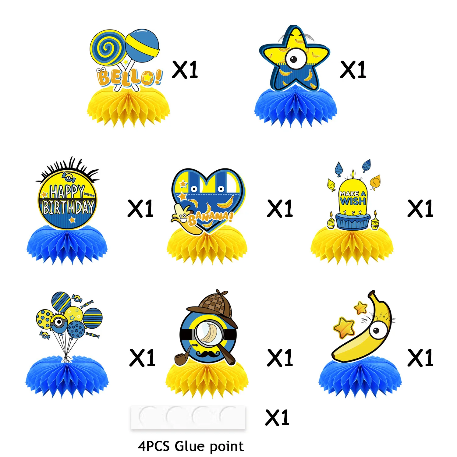 New 8pcs Set Minions Birthday Party Decorations Ki