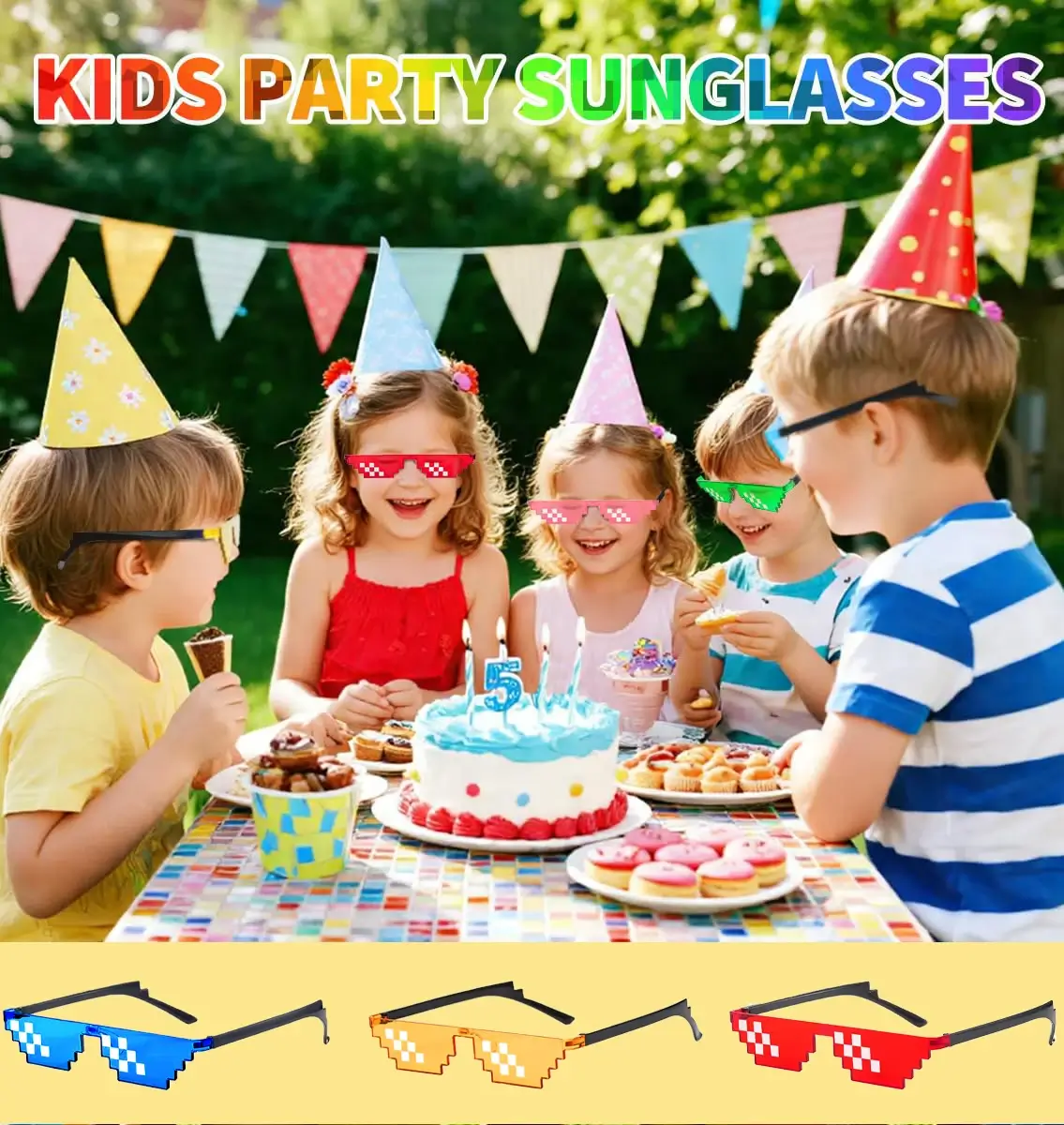 24-96Pcs Pixel Mosaic Sunglasses Thug Life Party S