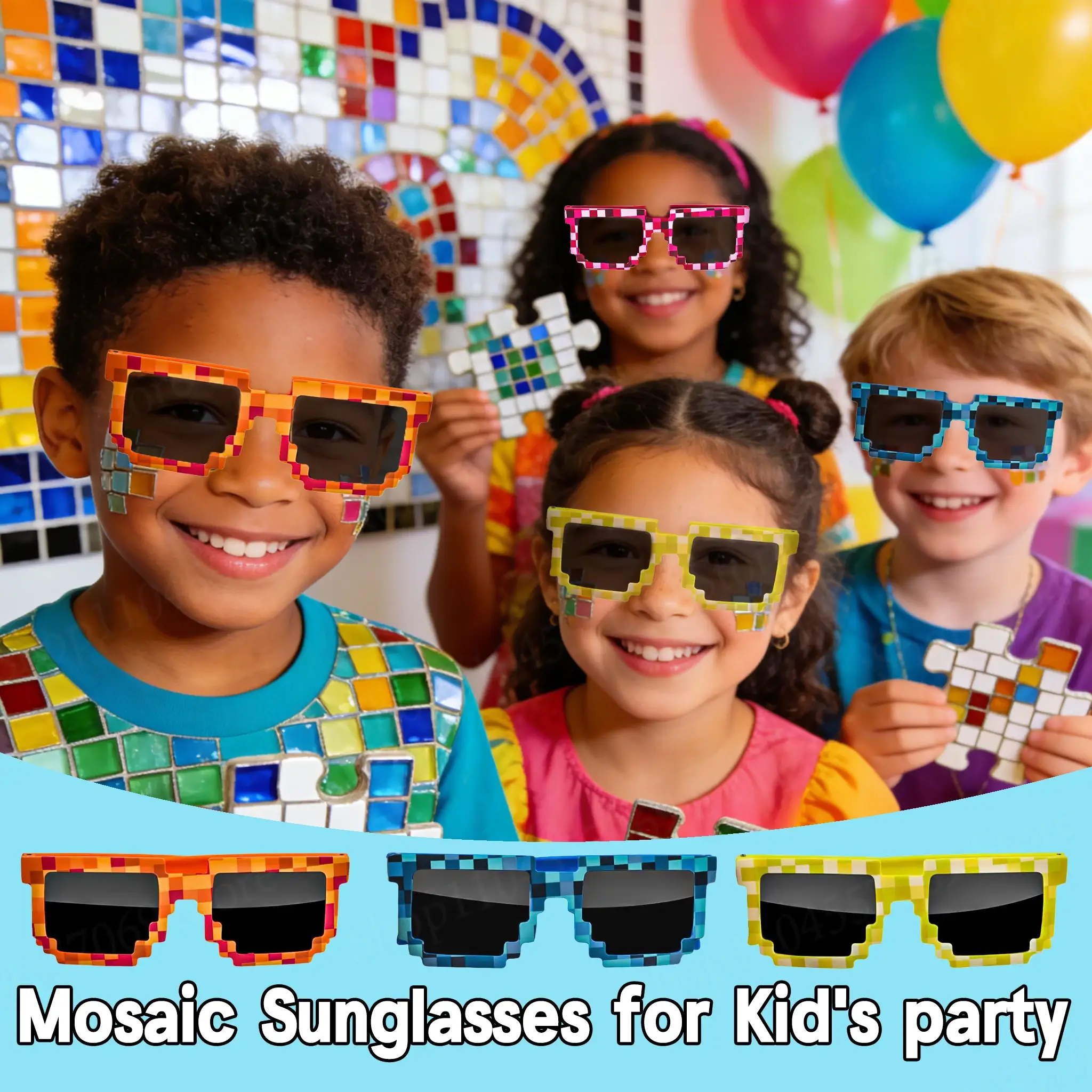 24-96Pcs Pixel Mosaic Sunglasses Thug Life Party S