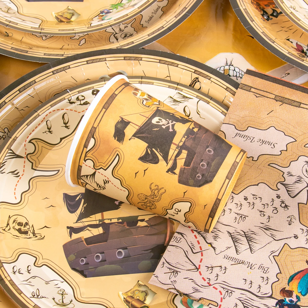 Pirate Theme Disposable Tableware Treasure Map Shi