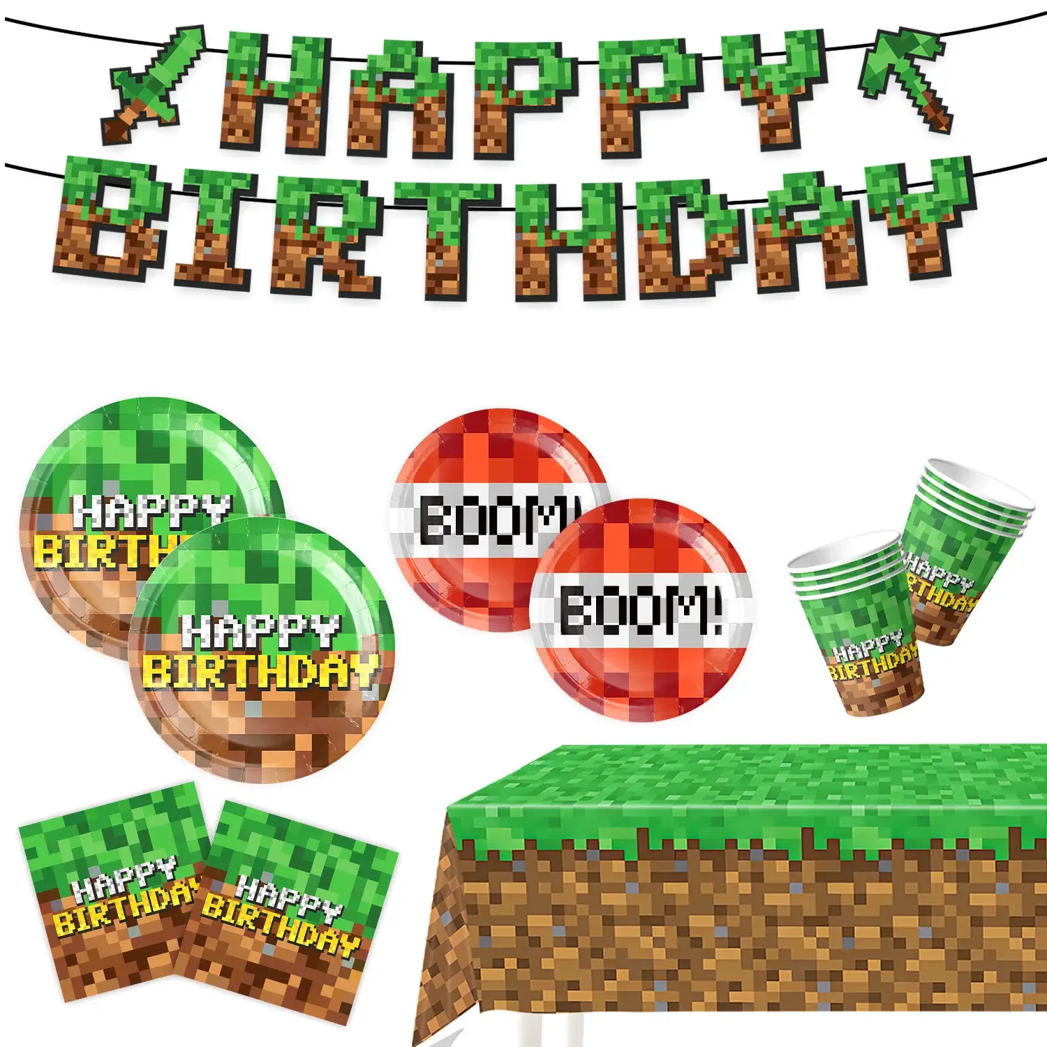 Hot Game Minecraft Birthday Party dinnerware Dispo