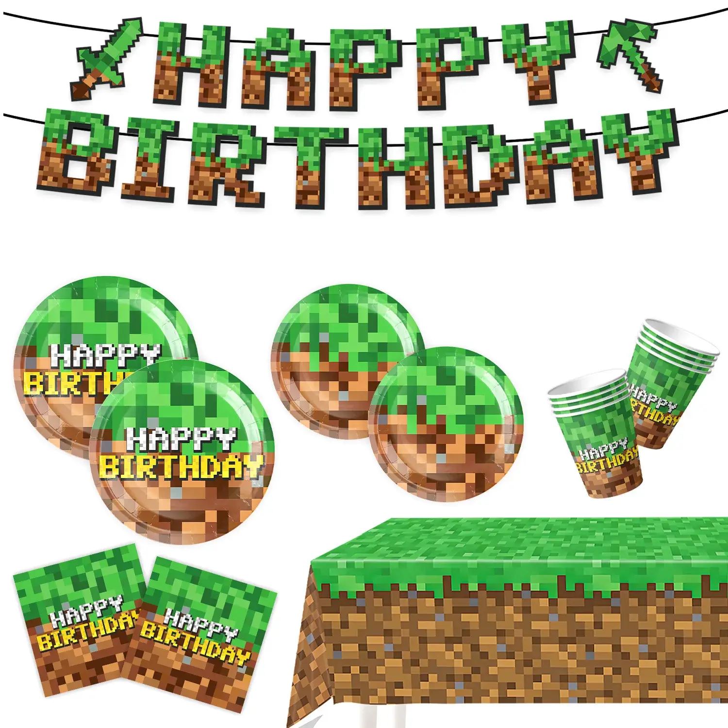 Hot Game Minecraft Birthday Party dinnerware Dispo