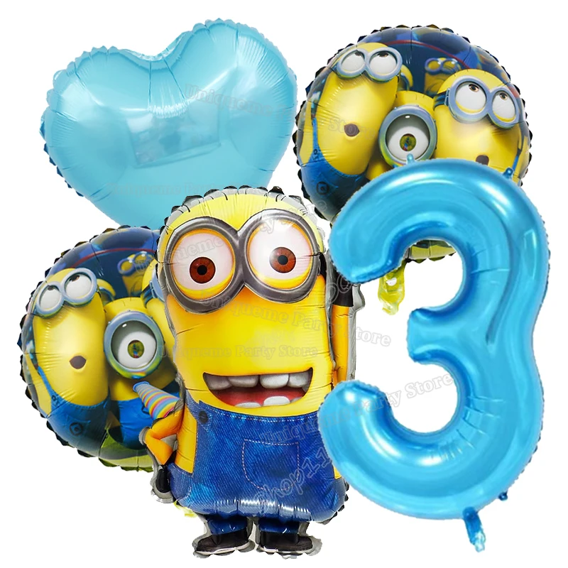 Cartoon Minions Number Balloons Set Children Birth