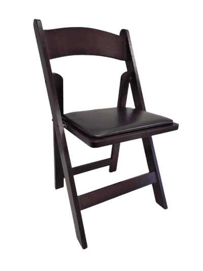 Wood Folding Chair Mahogany Padded Seat