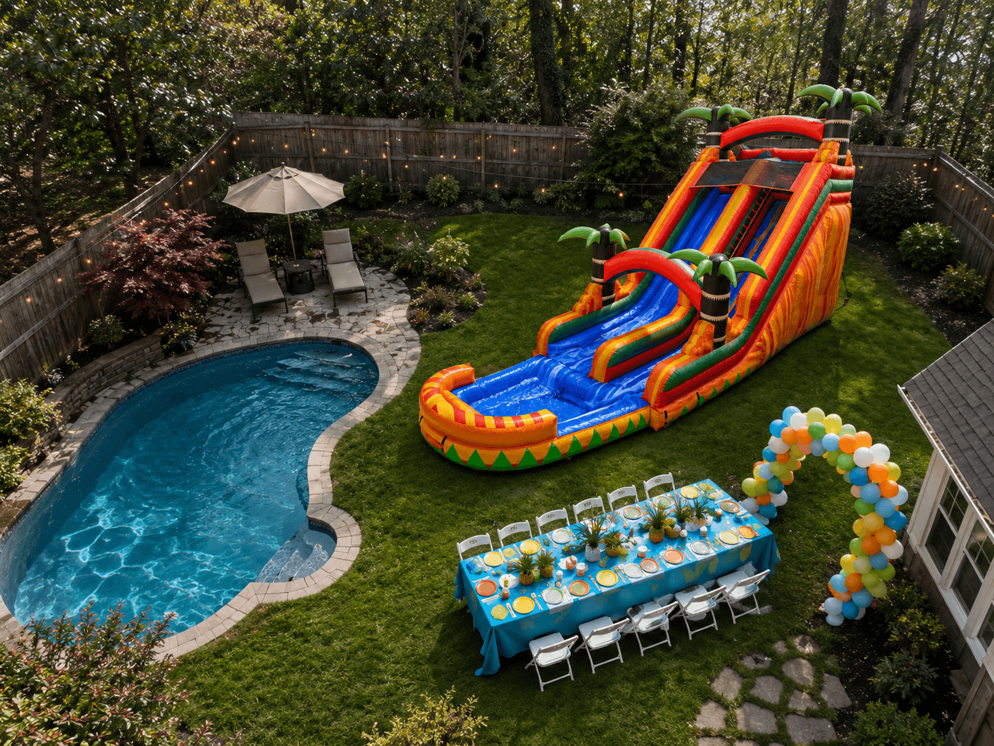 22' Tropical Paradise Slide with Pool