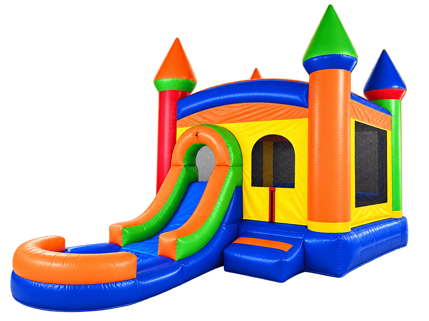 Rainbow Tunnel Bounce House & Slide with Pool