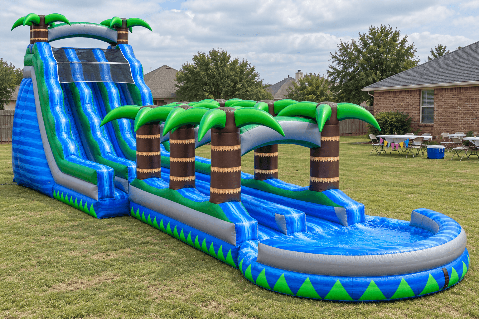 Tropical Back-Entry Dual Slip Slide with Pool (20')