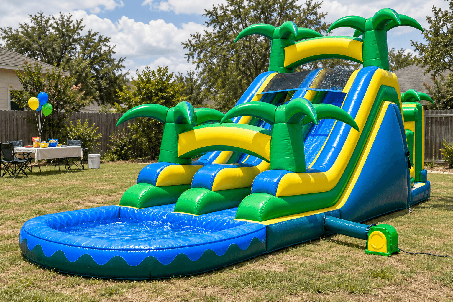 Tropical Twin Lane Slide with Pool (16')